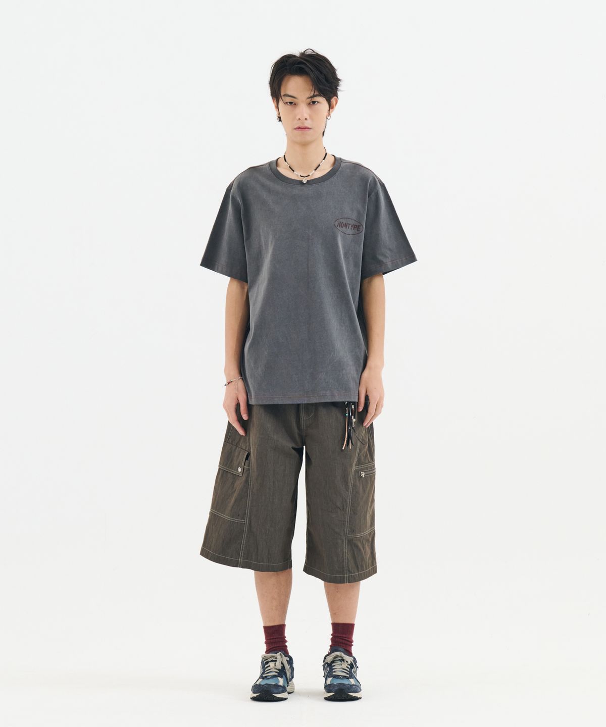 논타입(NONTYPE) FADED BACK PRINT SYMBOL T-SHIRT (CHARCOL)