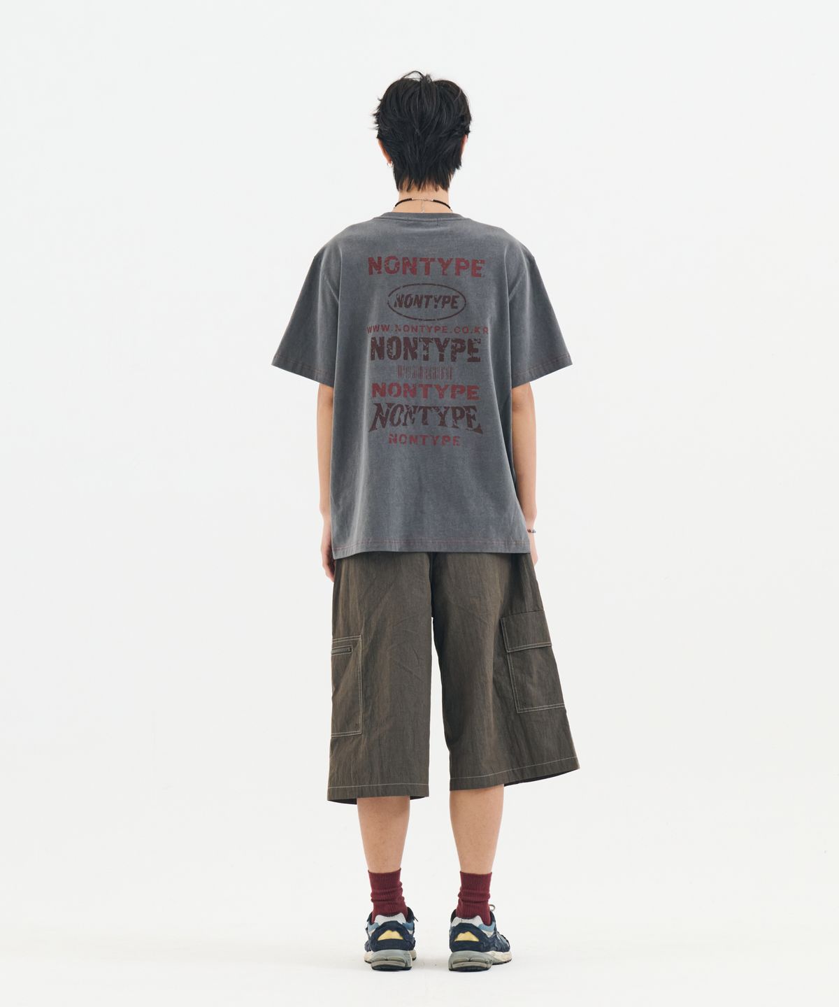 논타입(NONTYPE) FADED BACK PRINT SYMBOL T-SHIRT (CHARCOL)
