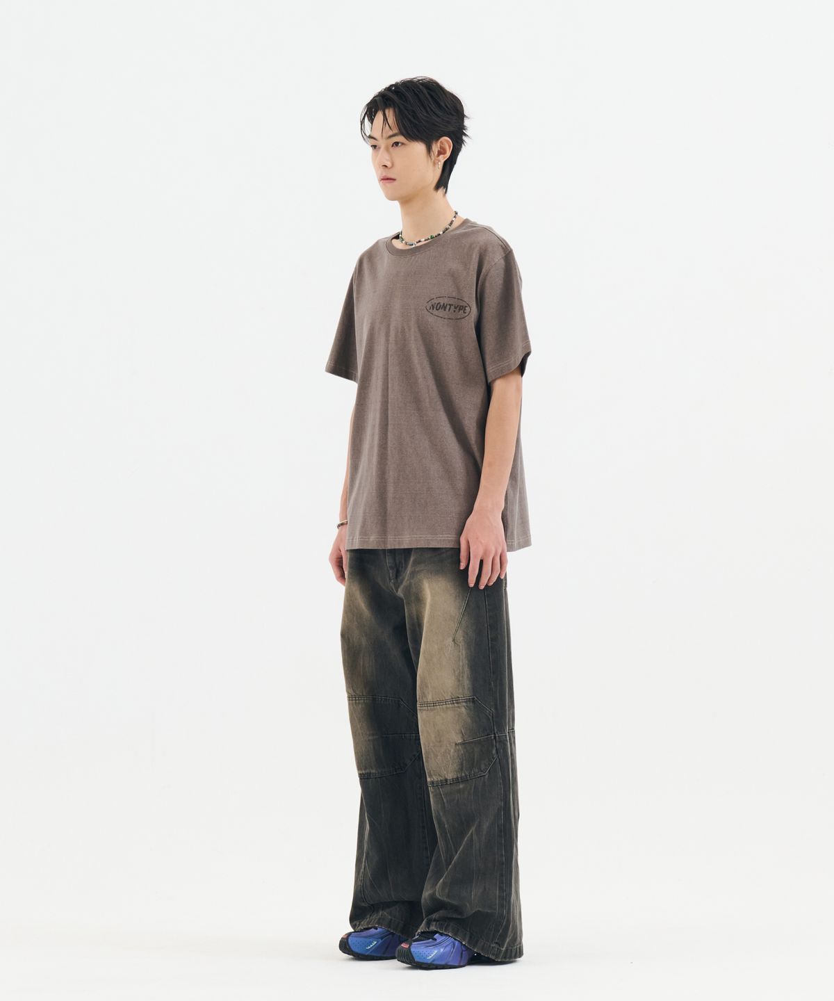 논타입(NONTYPE) FADED BACK PRINT SYMBOL T-SHIRT (BROWN)