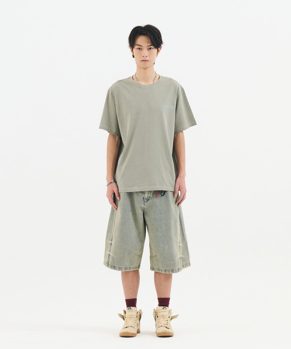 논타입(NONTYPE) FADED BACK PRINT SYMBOL T-SHIRT (LIGHT KHAKI)