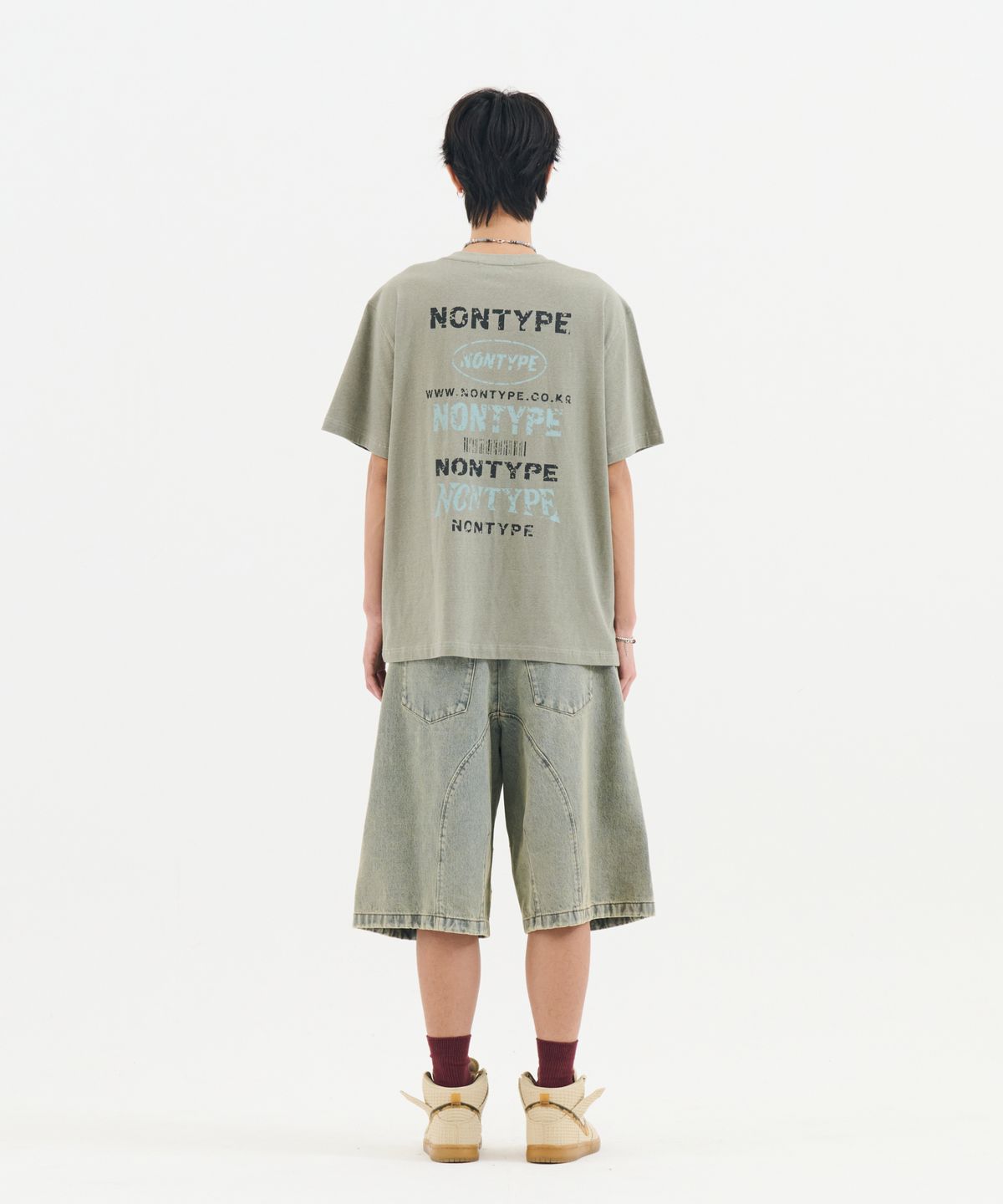 논타입(NONTYPE) FADED BACK PRINT SYMBOL T-SHIRT (LIGHT KHAKI)