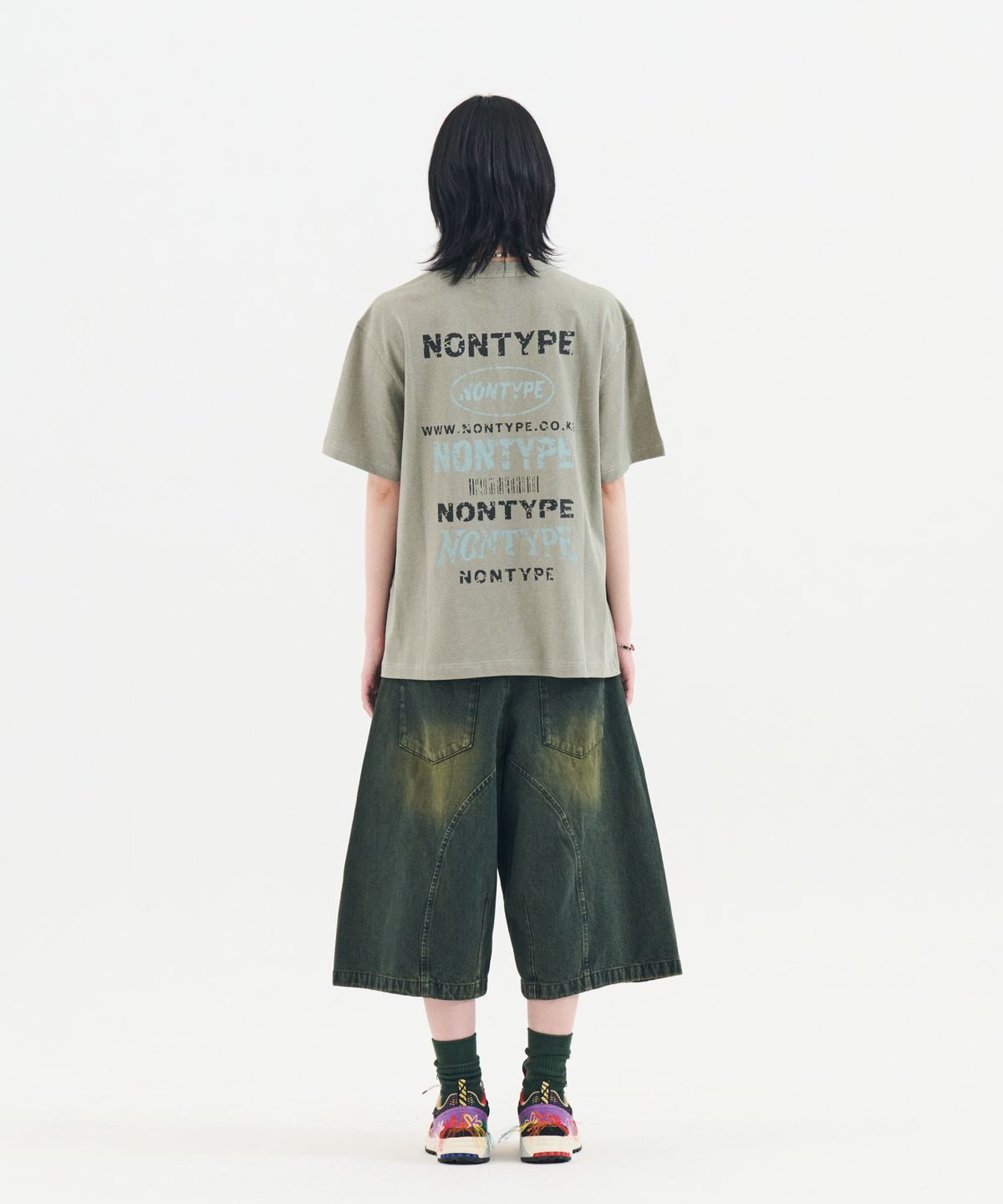 논타입(NONTYPE) FADED BACK PRINT SYMBOL T-SHIRT (LIGHT KHAKI)