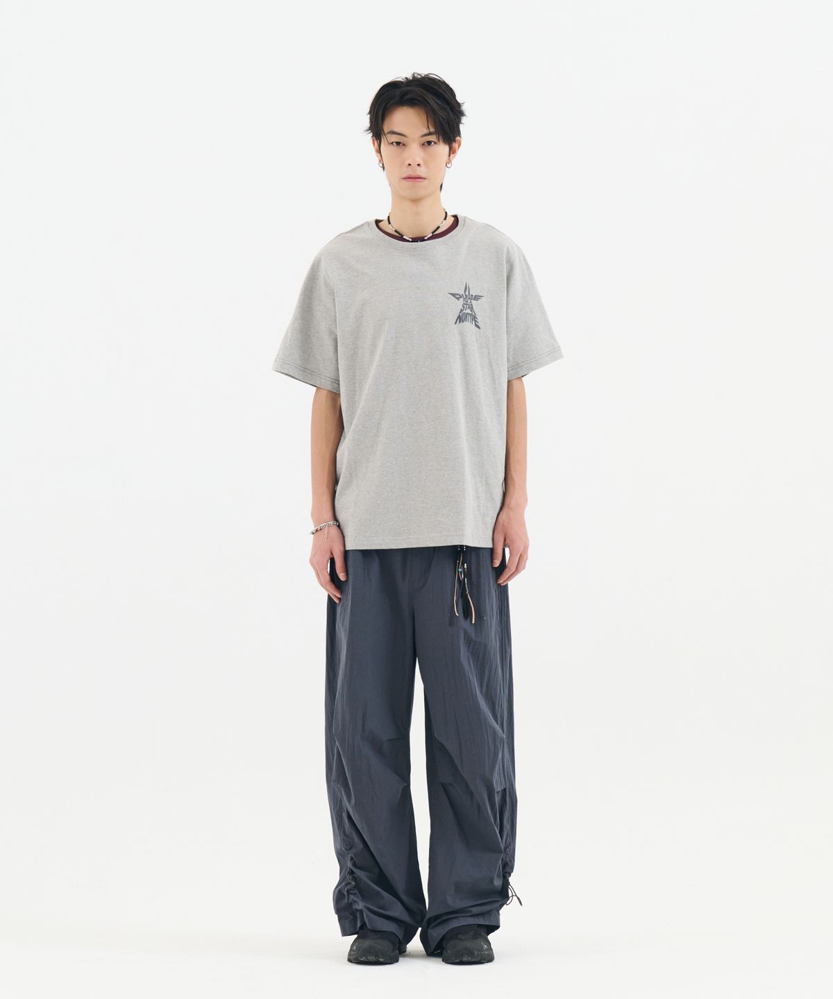 논타입(NONTYPE) SEMI OVERFIT STAR GRAPHIC T-SHIRT (MELANGE GREY)