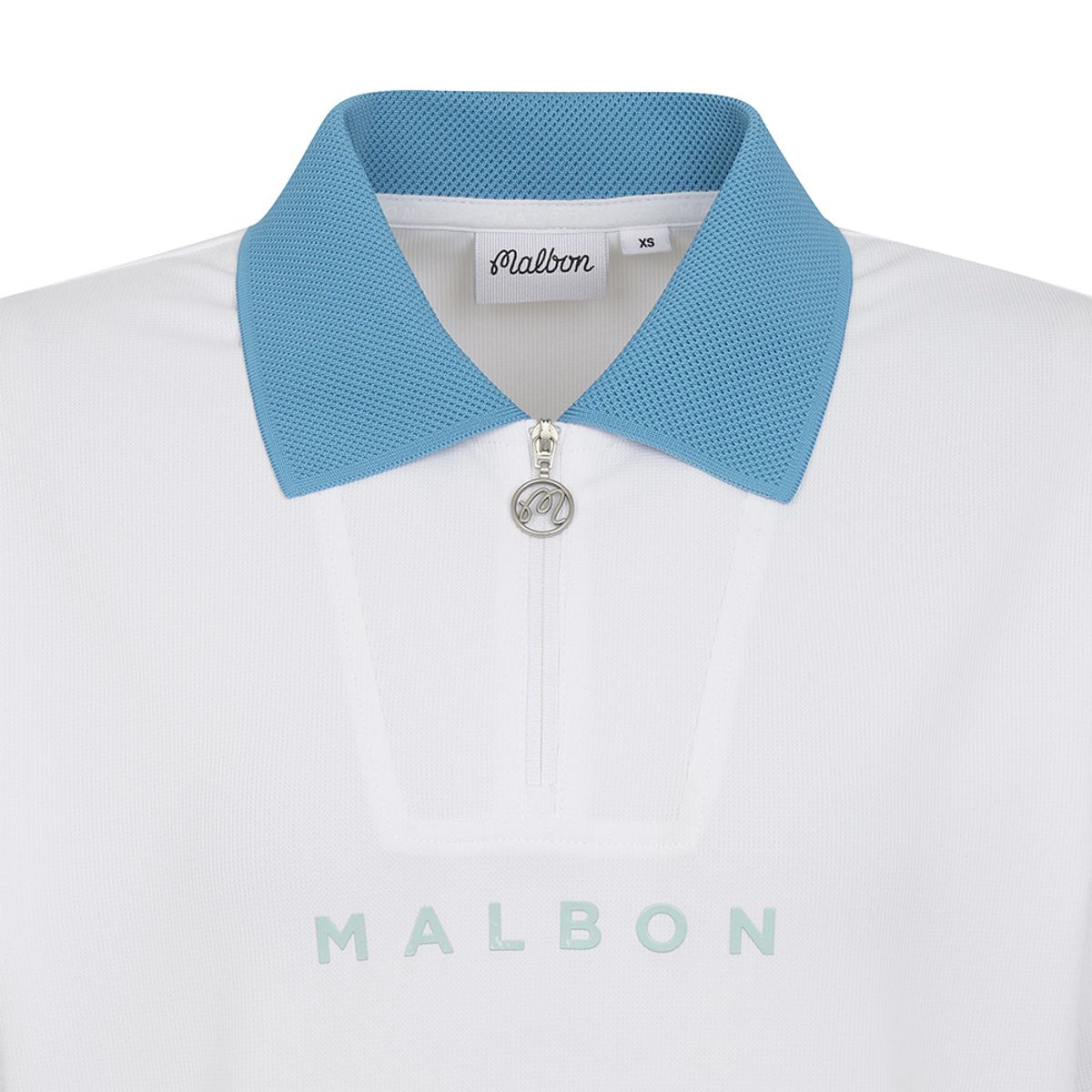 말본 골프(MALBON GOLF) 크롭 하프 집업 와플 티셔츠 WHITE (WOMAN)