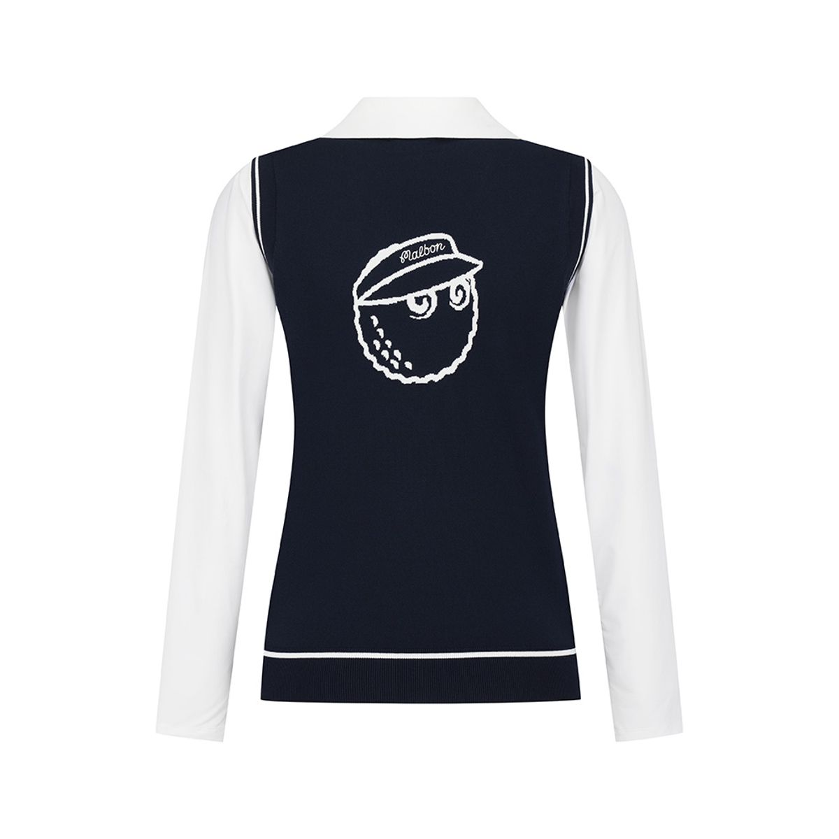 말본 골프(MALBON GOLF) 여성 냉감소매 하이브리드 니트 NAVY (WOMAN)