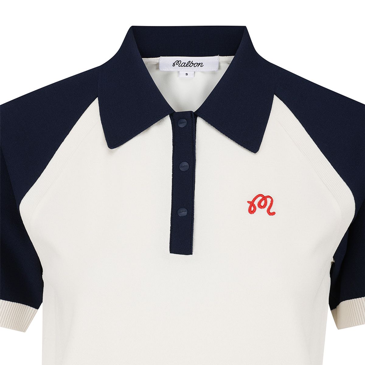 말본 골프(MALBON GOLF) 여성 니트 저지 하이브리드 카라 탑 NAVY (WOMAN)