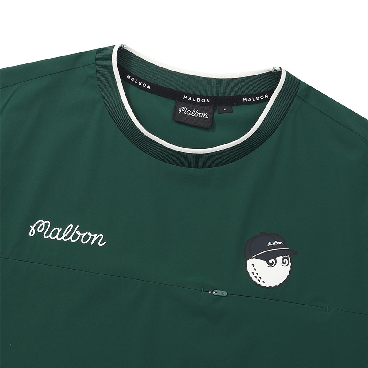 말본 골프(MALBON GOLF) 넥 티핑 포인트 반팔 피스테 GREEN (MAN)