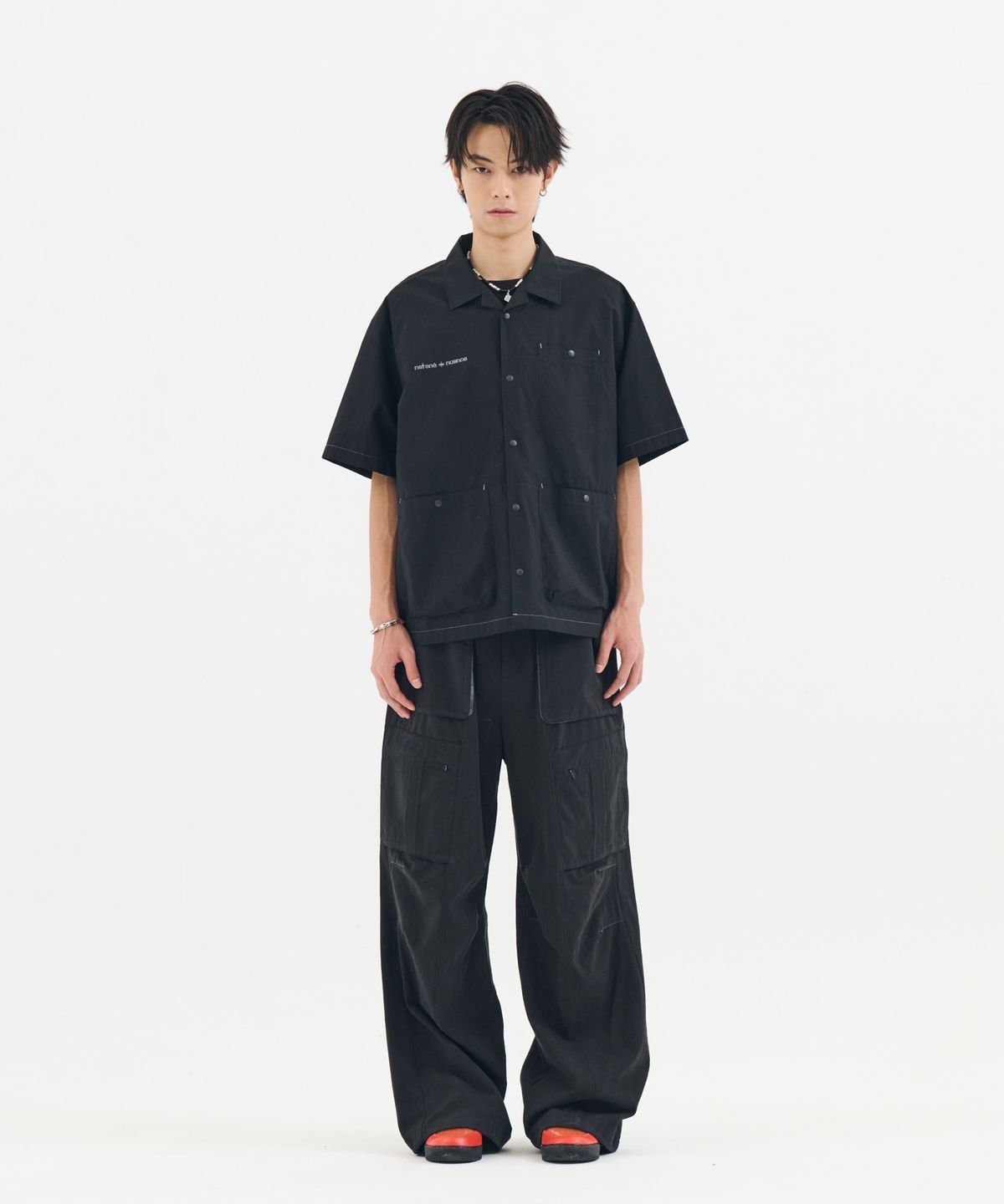 논타입(NONTYPE) CONTRAST STITCH WORK SHIRT (BLACK)