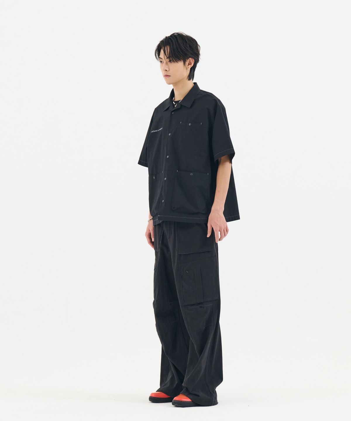 논타입(NONTYPE) CONTRAST STITCH WORK SHIRT (BLACK)