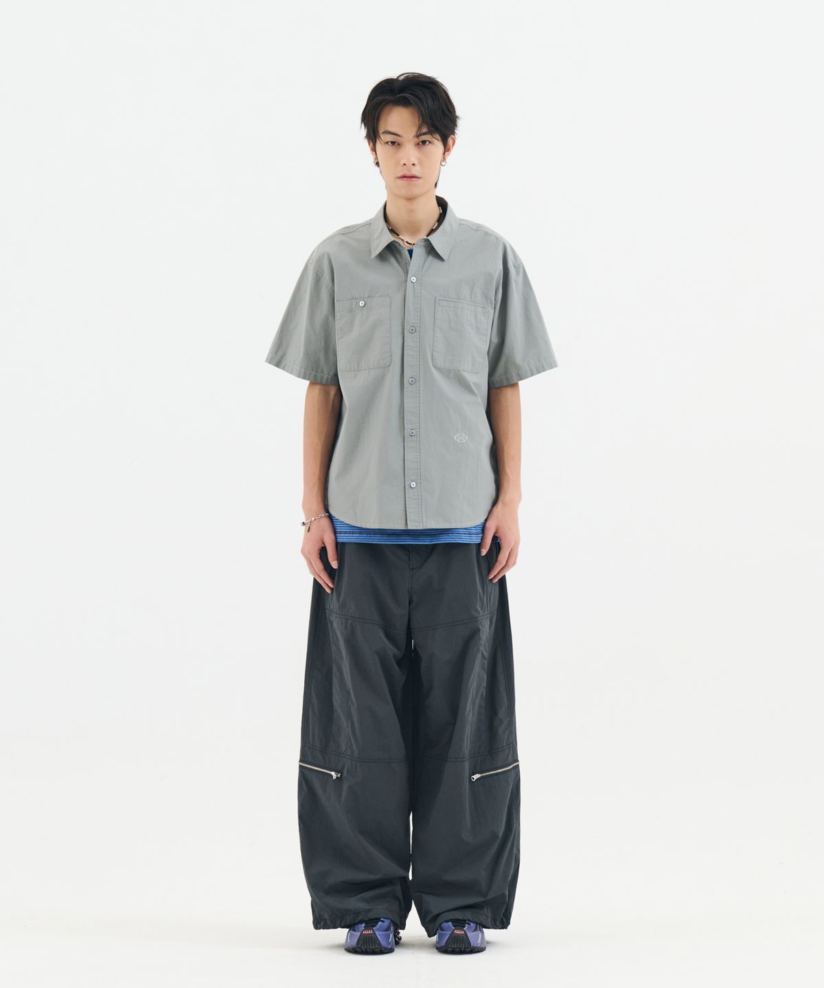논타입(NONTYPE) 2PK S/S COMFY SEMI CROP SHIRTS (SKY BLUE)
