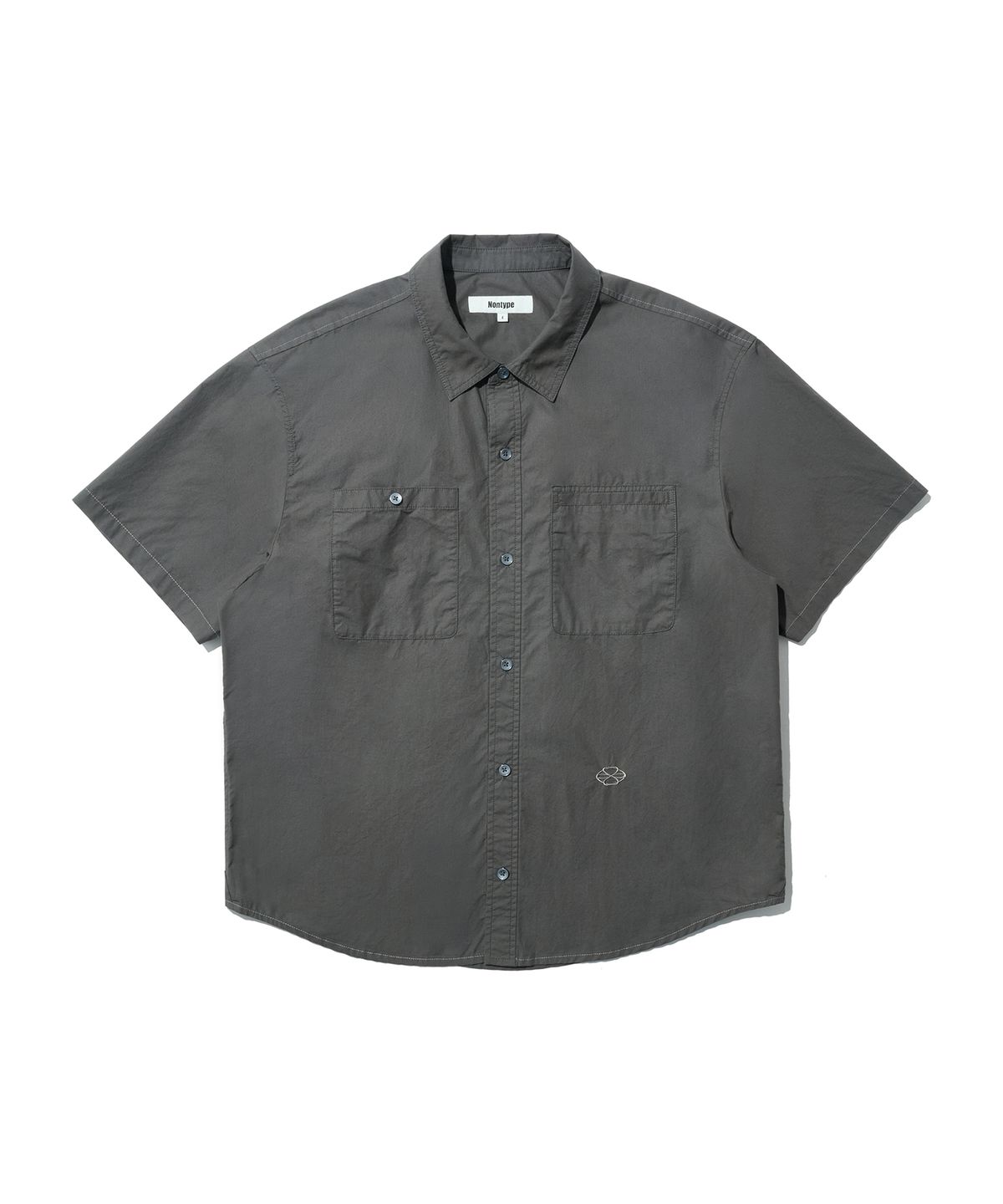 논타입(NONTYPE) 2PK S/S COMFY SEMI CROP SHIRTS (CHARCOAL)