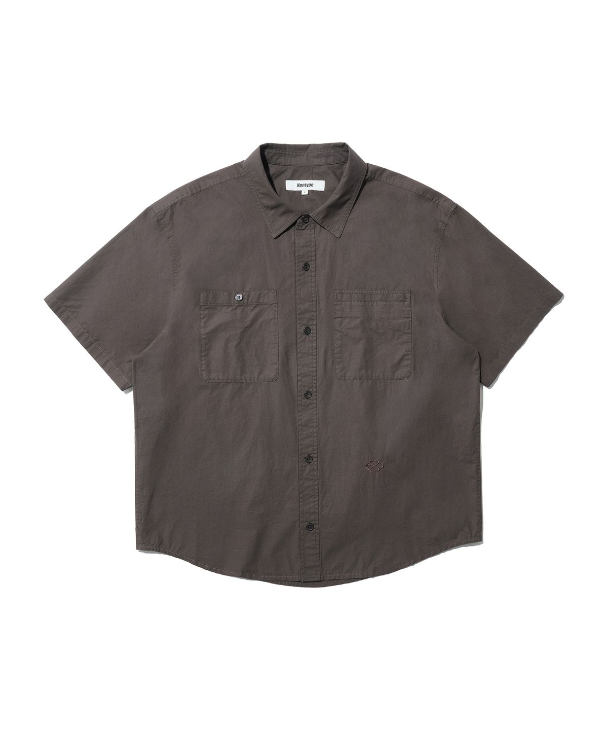 논타입(NONTYPE) 2PK S/S COMFY SEMI CROP SHIRTS (DARK BROWN)