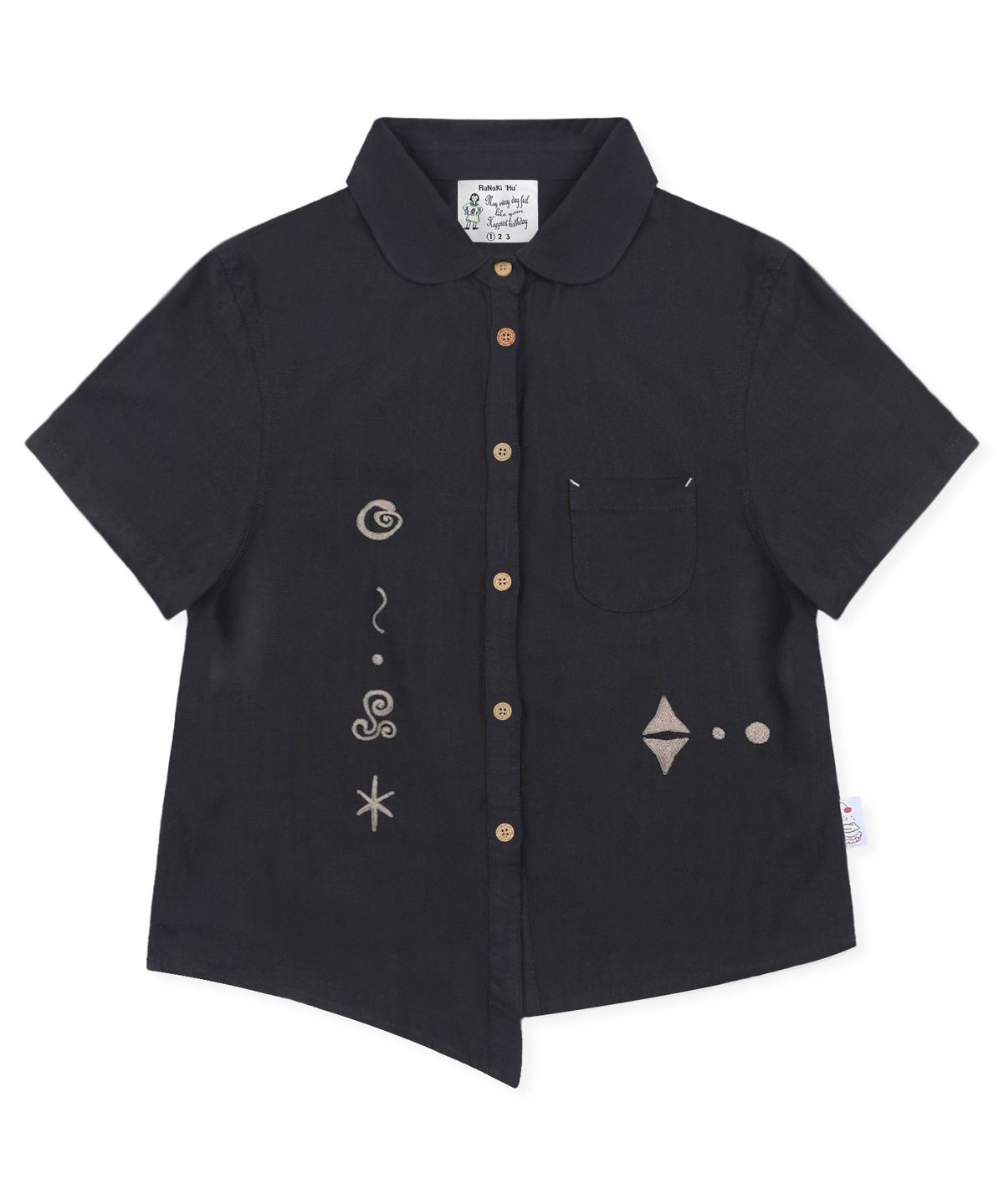 루나키후(RuNaKi'Hu') WXTS013 하랏파 언발란스 반팔 셔츠 (BLACK)