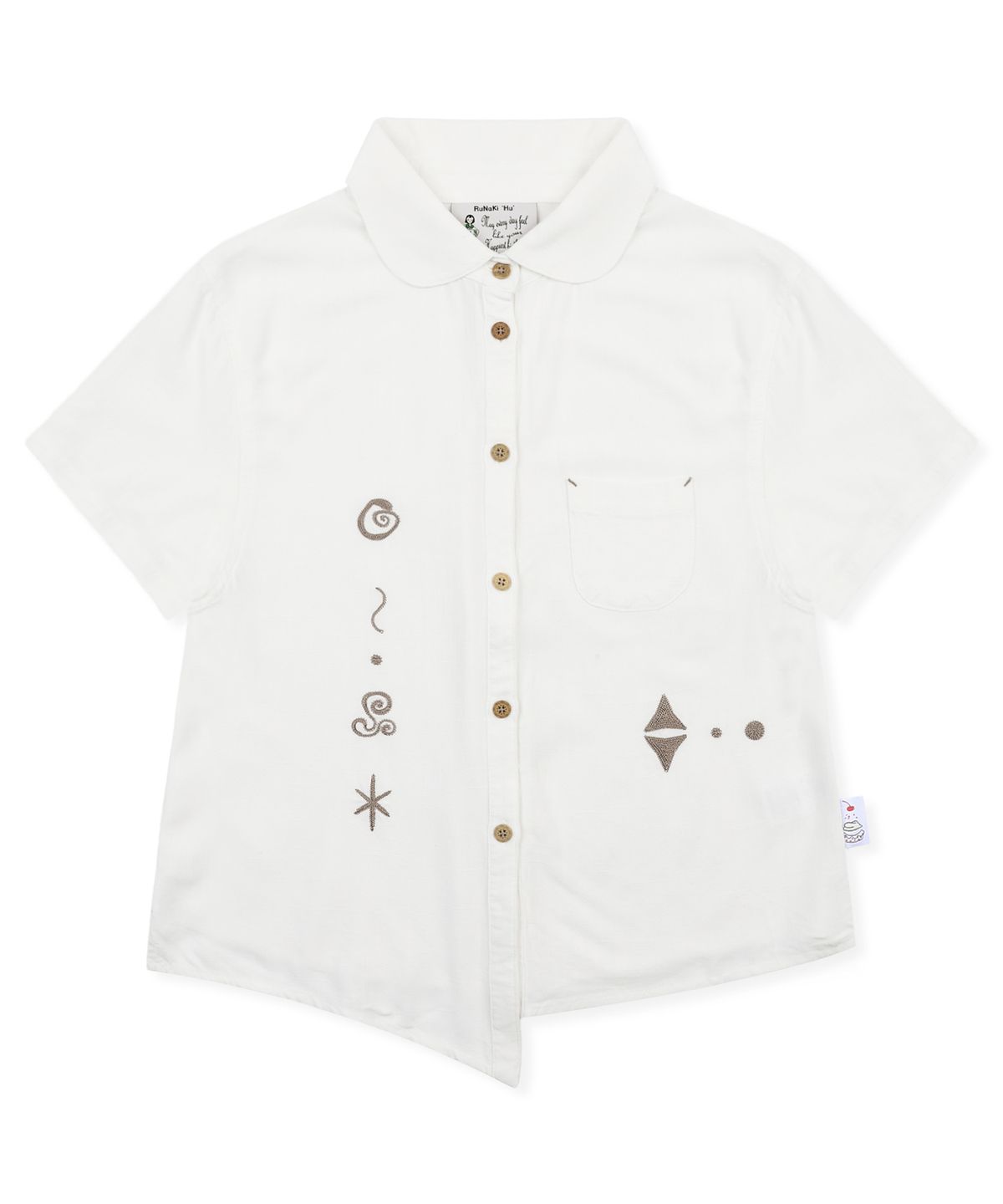 루나키후(RuNaKi'Hu') WXTS013 하랏파 언발란스 반팔 셔츠 (WHITE)
