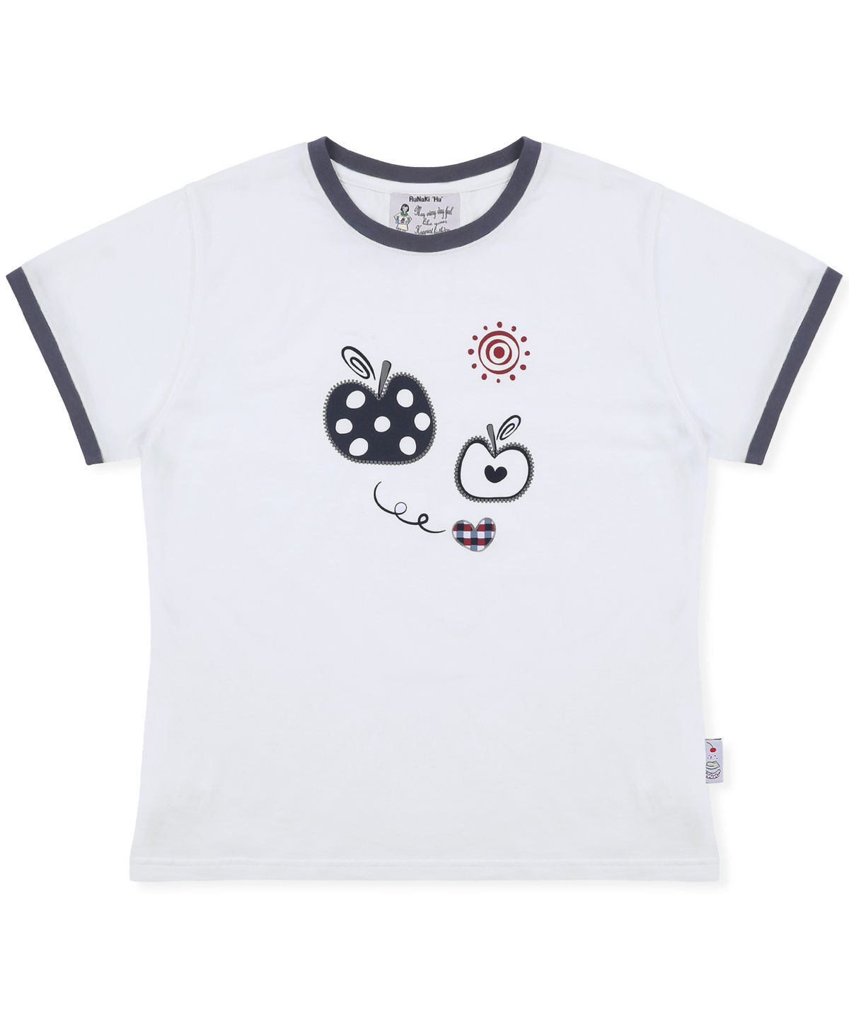 루나키후(RuNaKi'Hu') WXT095 멜라 도트 아플리케 링거 티셔츠 (WHITE)