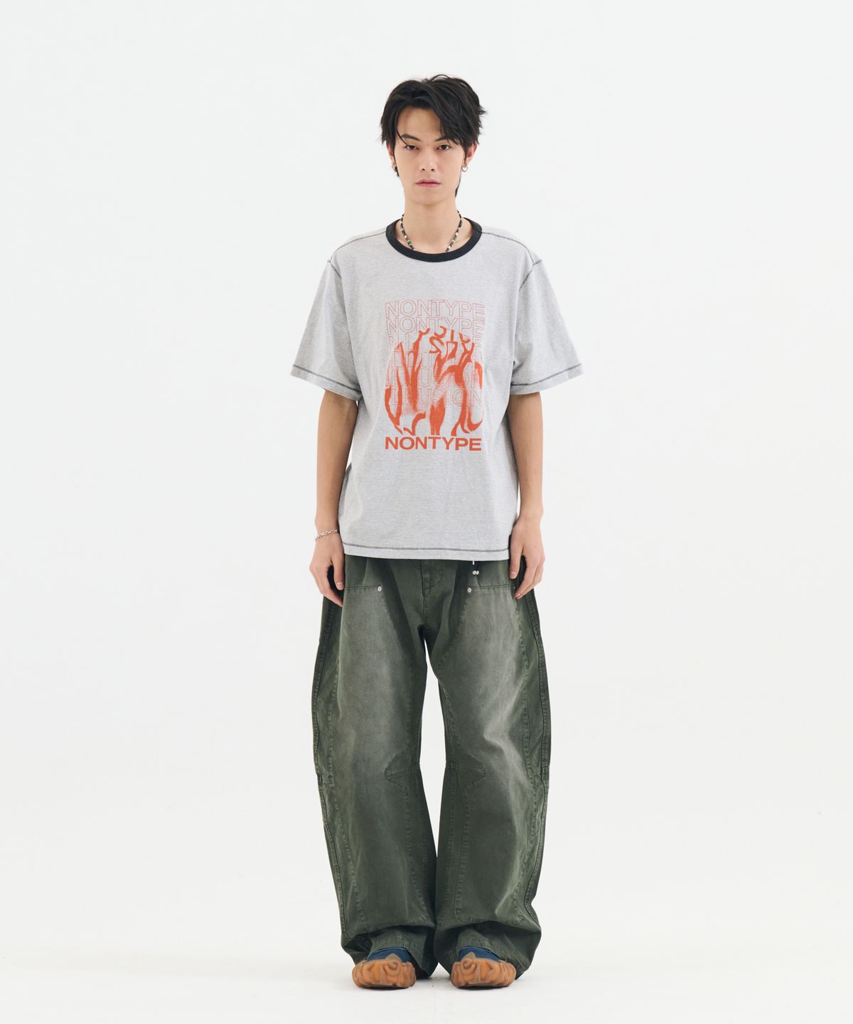 논타입(NONTYPE) VINTAGE WASH CARPENTER CURVED PANTS(KHAKI)