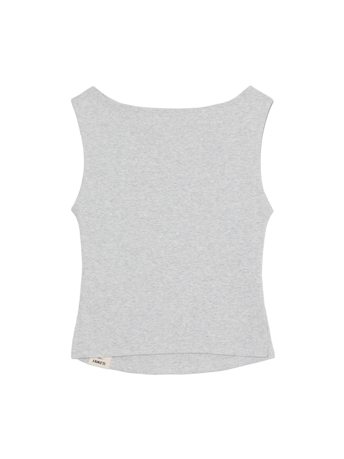 글로니(GLOWNY) G SLIT SLEEVELESS TOP (MELANGE GRAY)