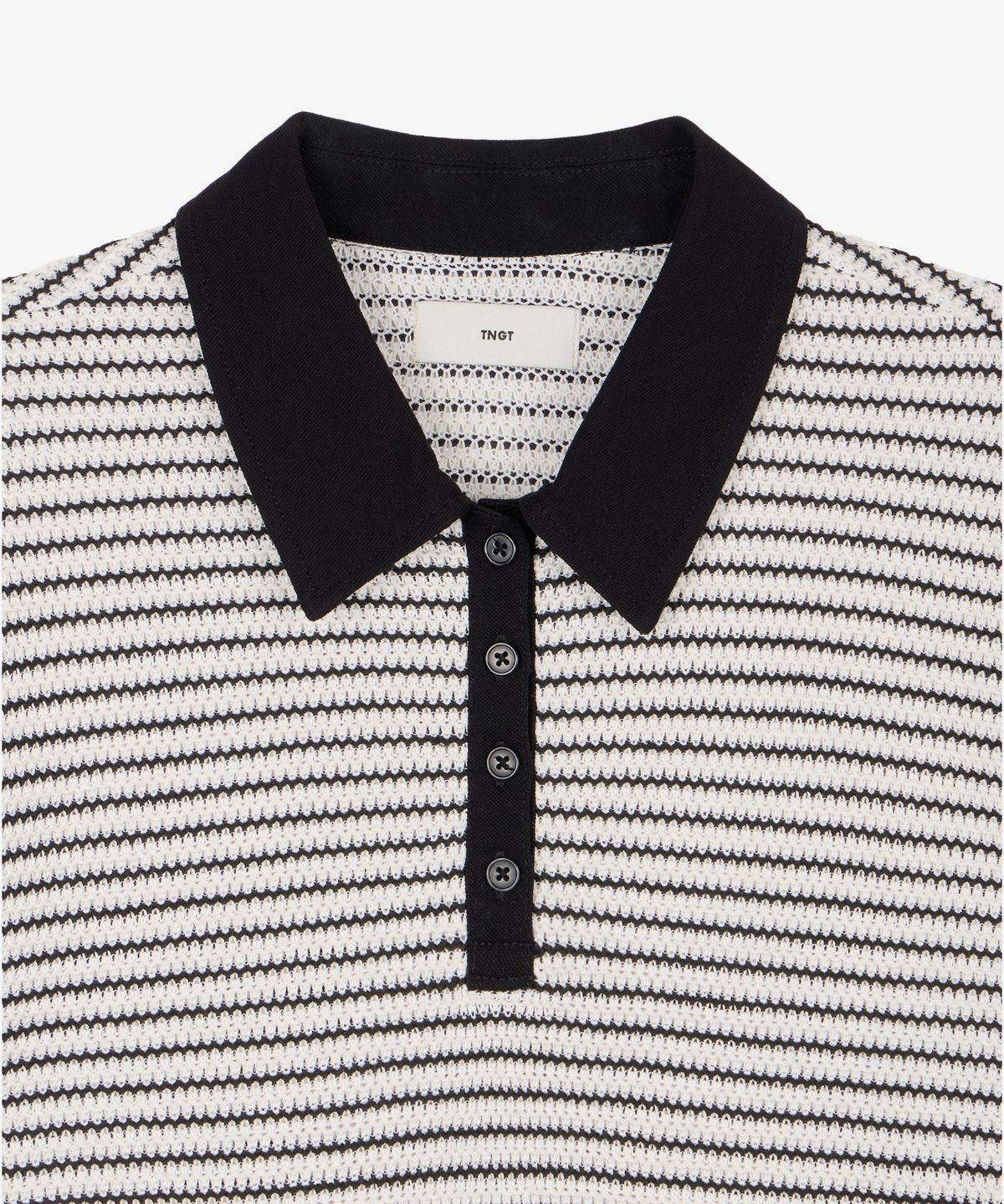 티엔지티(TNGT) Crochet Striped Polo (Black) TNTS6E208BK