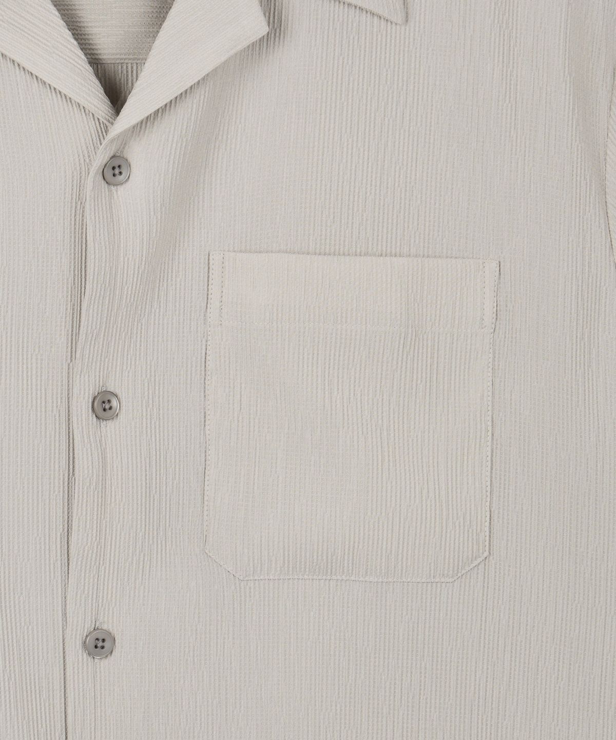 티엔지티(TNGT) Kinoshita Seersucker Open Collar Shirt (Light Beige) TNSH6E201I2