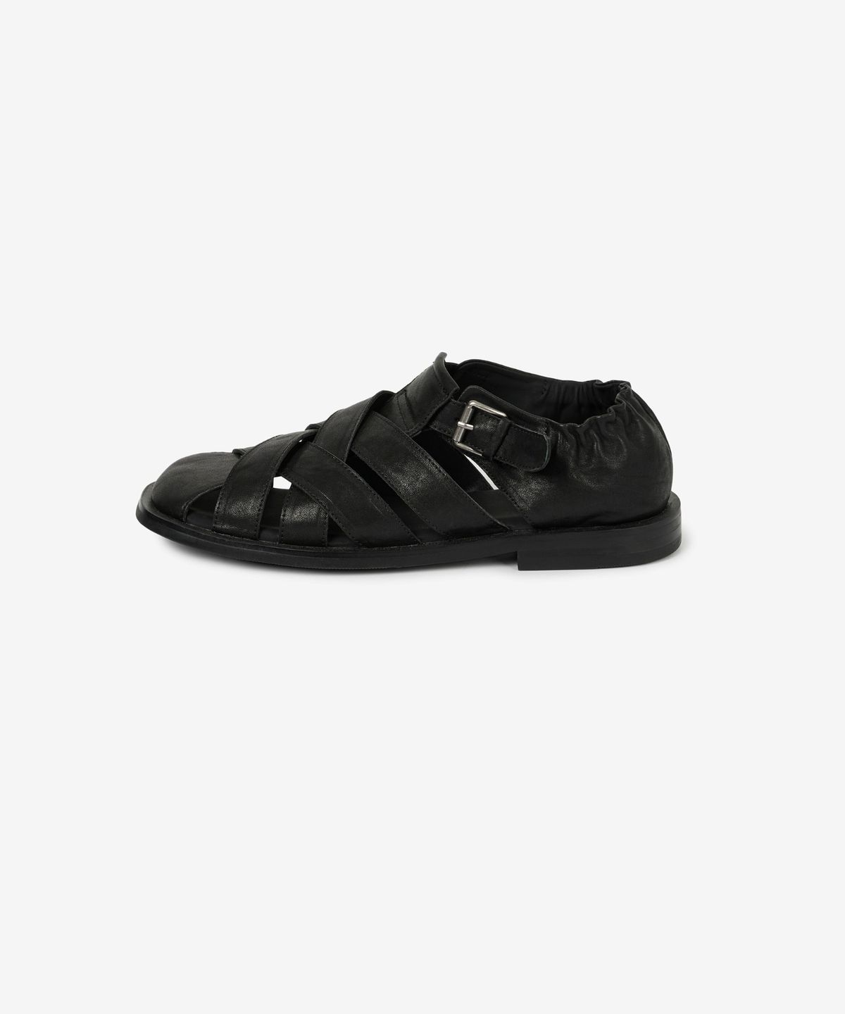 티엔지티(TNGT) [TNGT X Mistake Project] Kinoshita Leather Fisherman sandals (Black) TNSO6E102BK