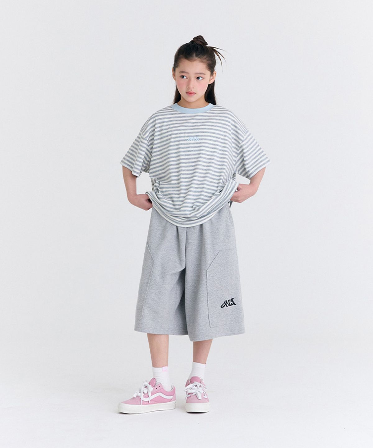 오실롯 주니어(OCELOT JUNIOR) [SET] G3F14 와이드 데일리버뮤다 셋업 (블루그레이/그레이)
