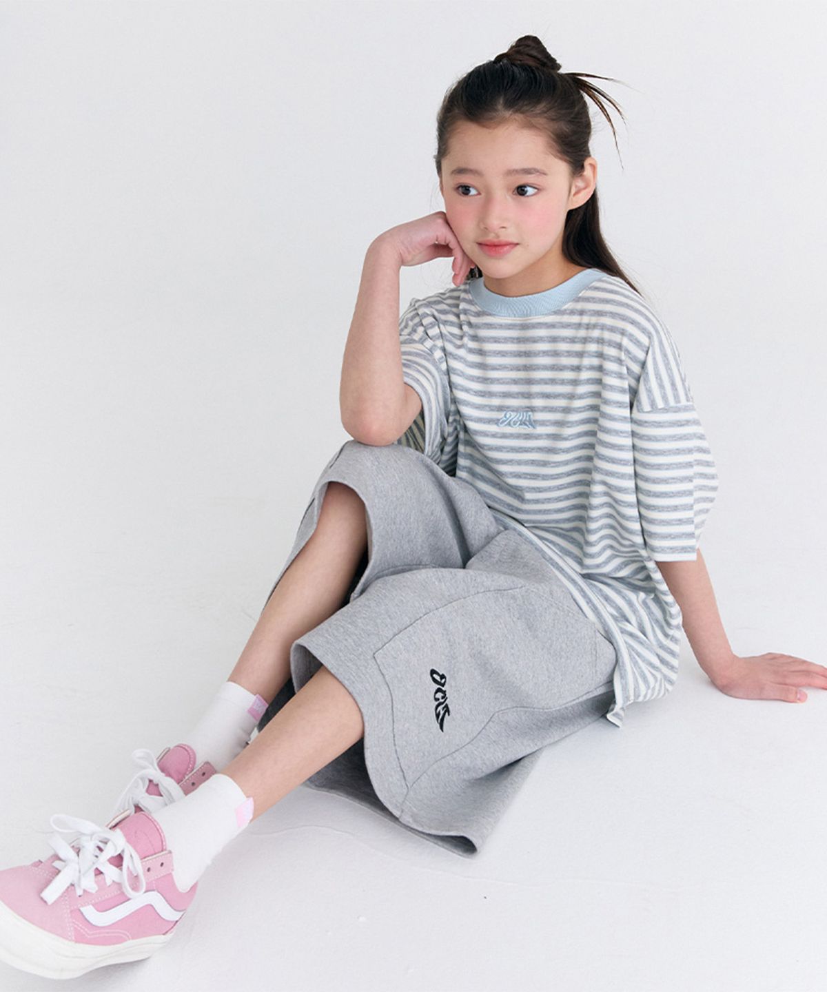 오실롯 주니어(OCELOT JUNIOR) [SET] G3F14 와이드 데일리버뮤다 셋업 (블루그레이/그레이)