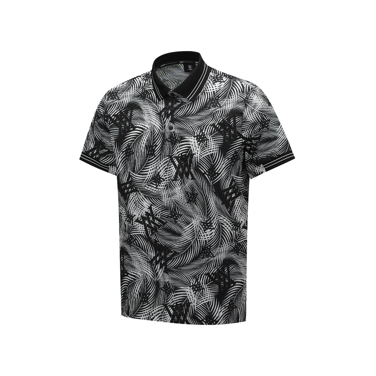 어뉴골프(ANEW GOLF) MEN SM TROPICAL PATTERN SHORT T-SHIRT_BK