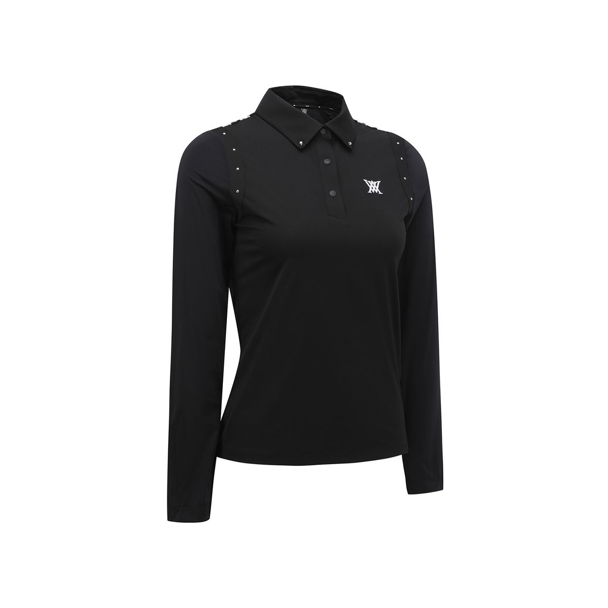 어뉴골프(ANEW GOLF) WOMEN SIGNATURE LOGO HYBRID LONG T-SHIRT_BK