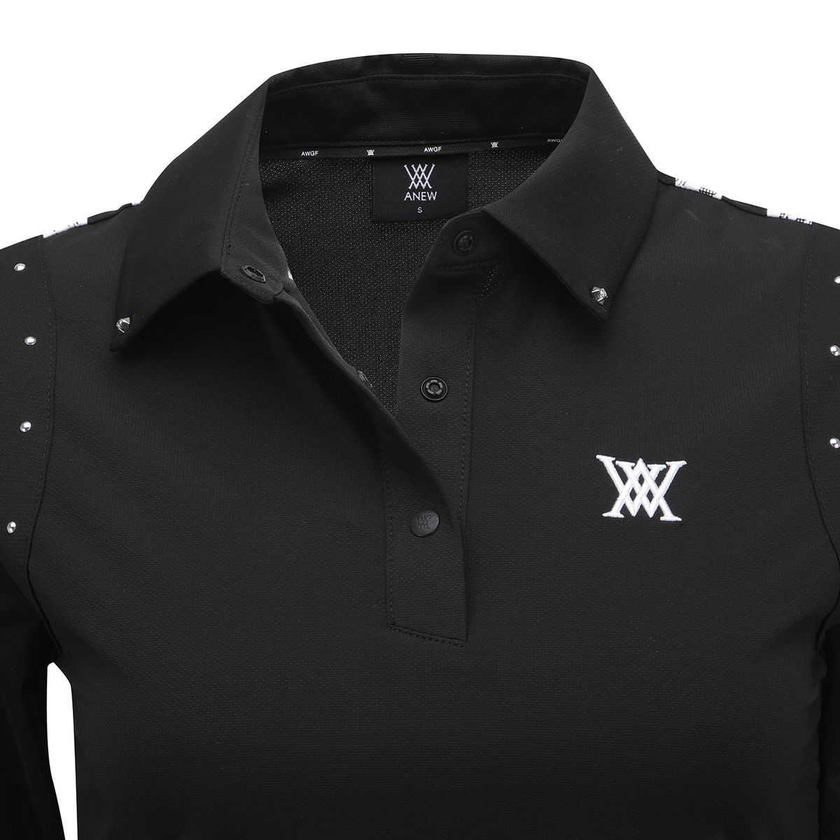 어뉴골프(ANEW GOLF) WOMEN SIGNATURE LOGO HYBRID LONG T-SHIRT_BK