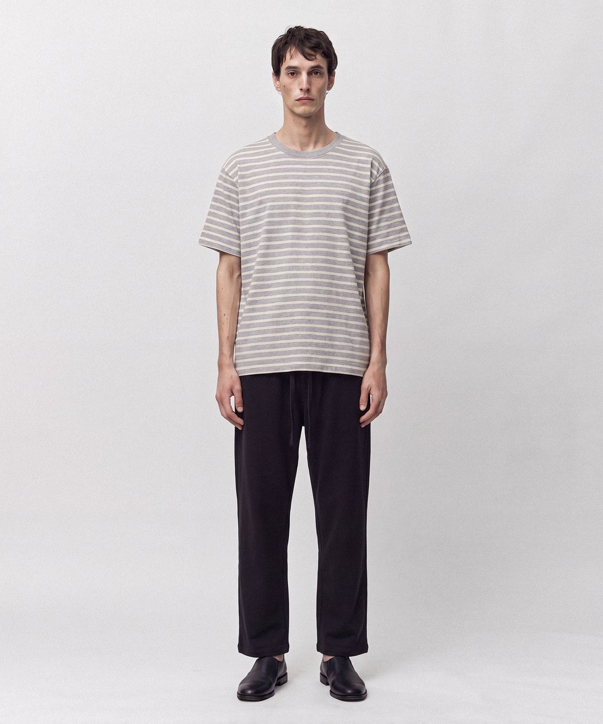조질롱(JOJILONG) JN113 Tubular Marine Stripe T-Shirt - HEATHER GREY