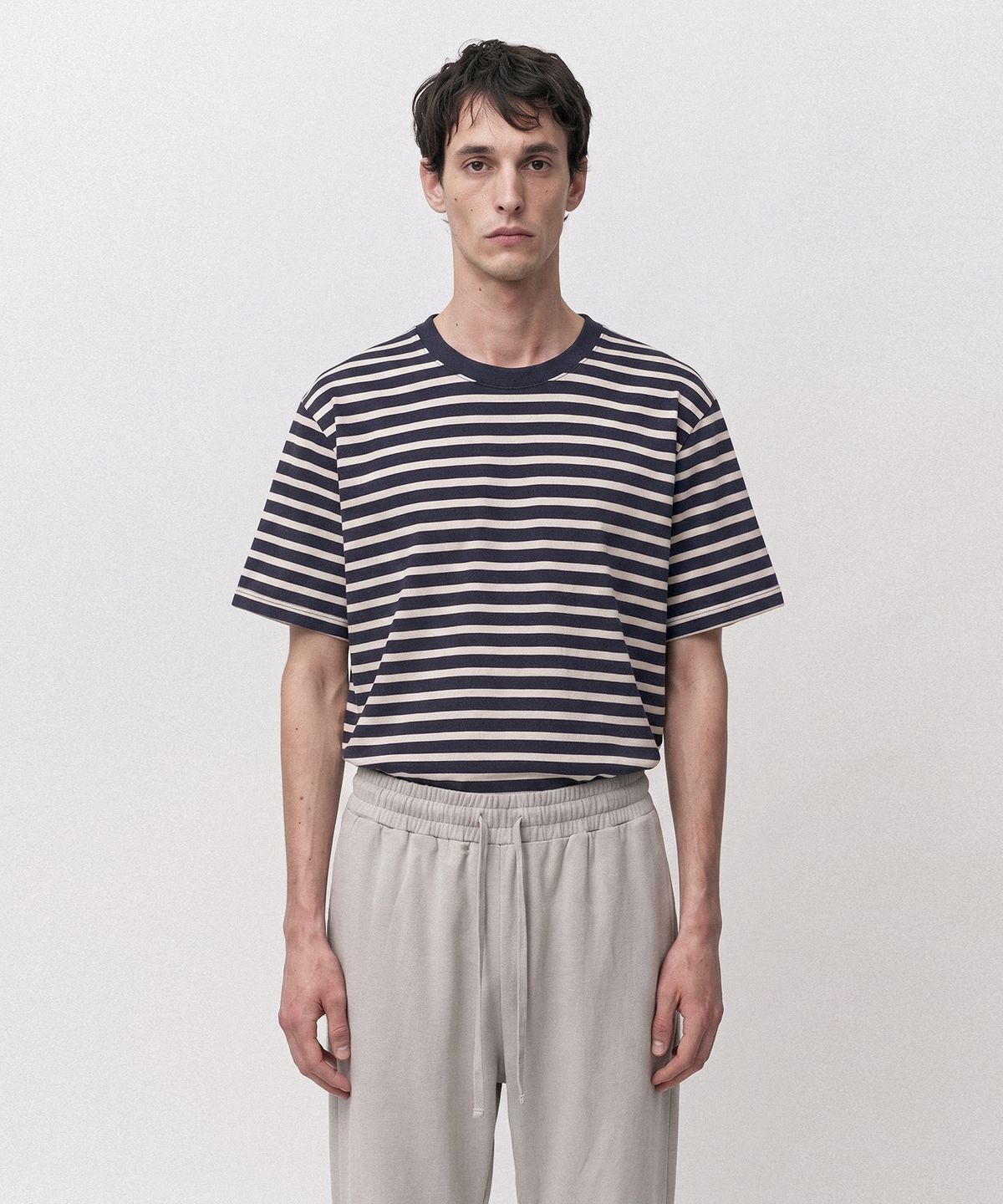 조질롱(JOJILONG) JN113 Tubular Marine Stripe T-Shirt - MARINE NAVY