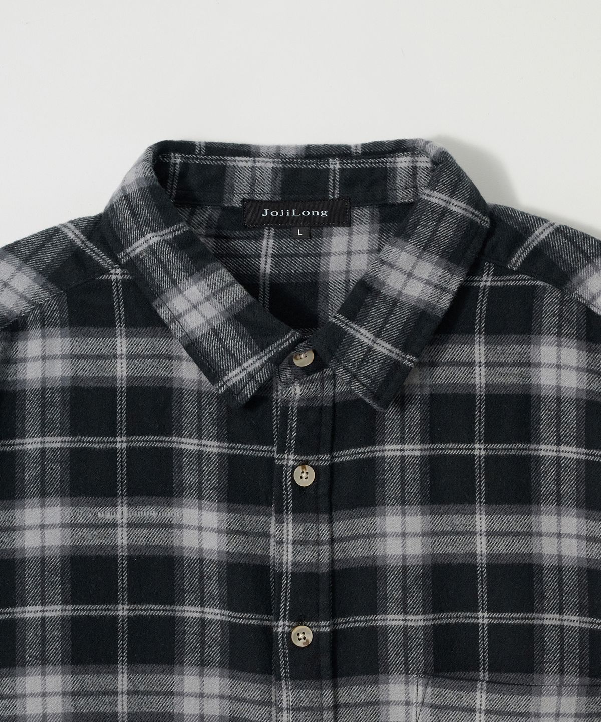 조질롱(JOJILONG) JN140 Soft Brushed Check Shirt - CHARCOAL