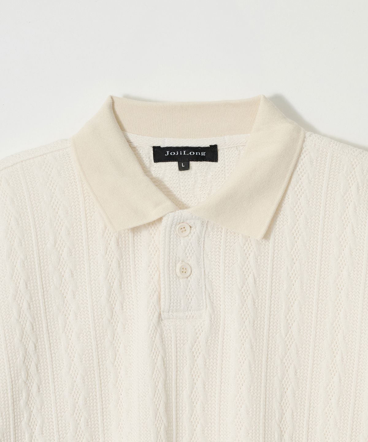 조질롱(JOJILONG) JN151 Quiet Cable Knit Polo Half Tee - CREAM