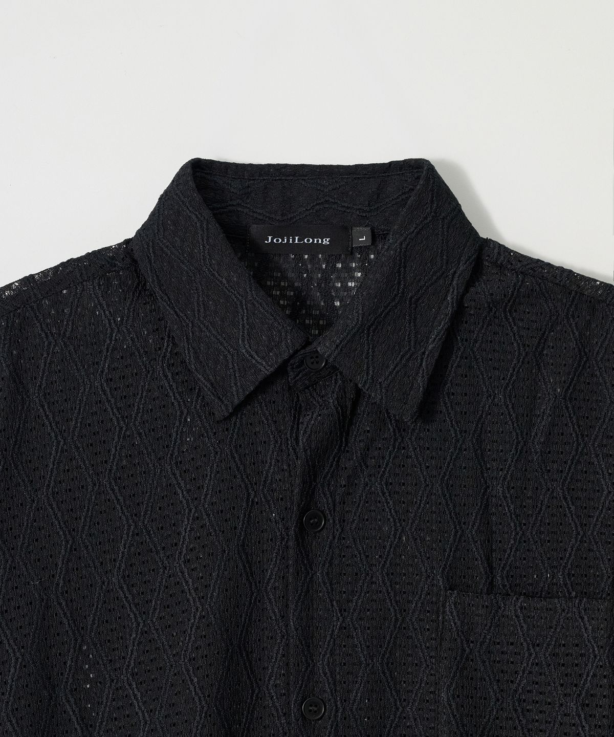 조질롱(JOJILONG) JN163 Wave Texture Air Half Shirt - BLACK