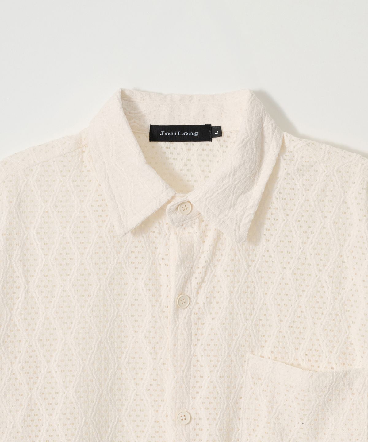조질롱(JOJILONG) JN163 Wave Texture Air Half Shirt - CREAM