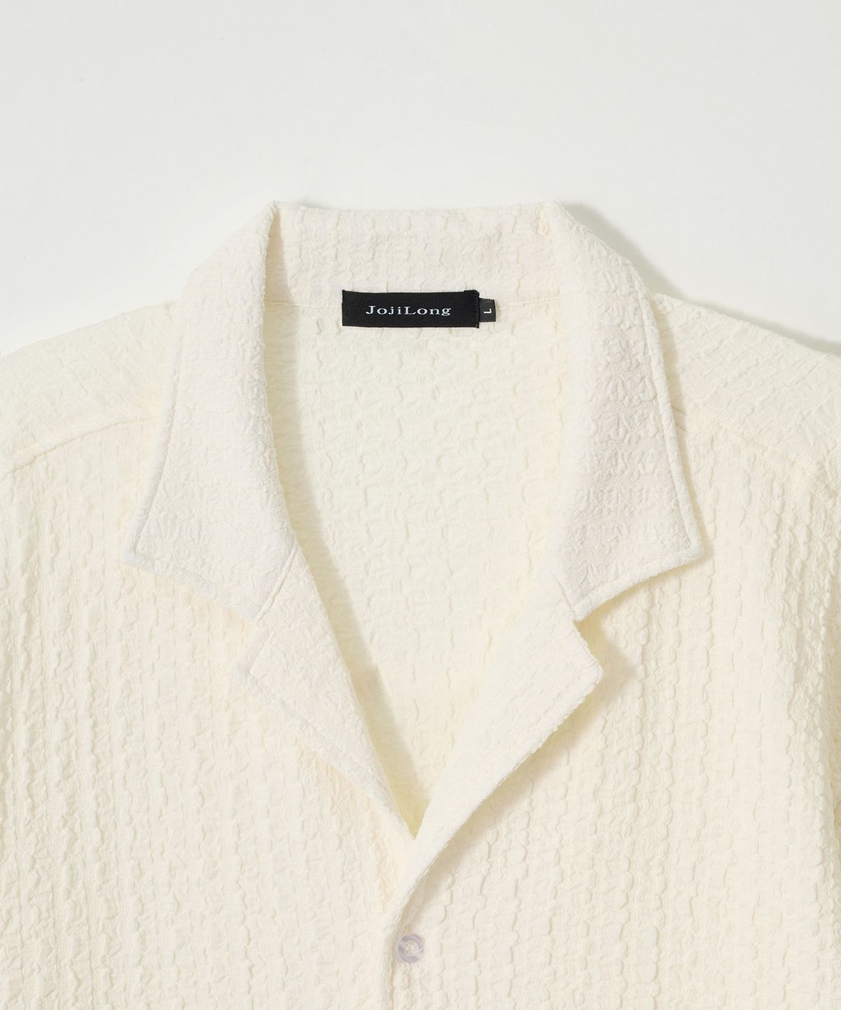 조질롱(JOJILONG) JN165 Soft Seersucker Open Collar Shirt - IVORY