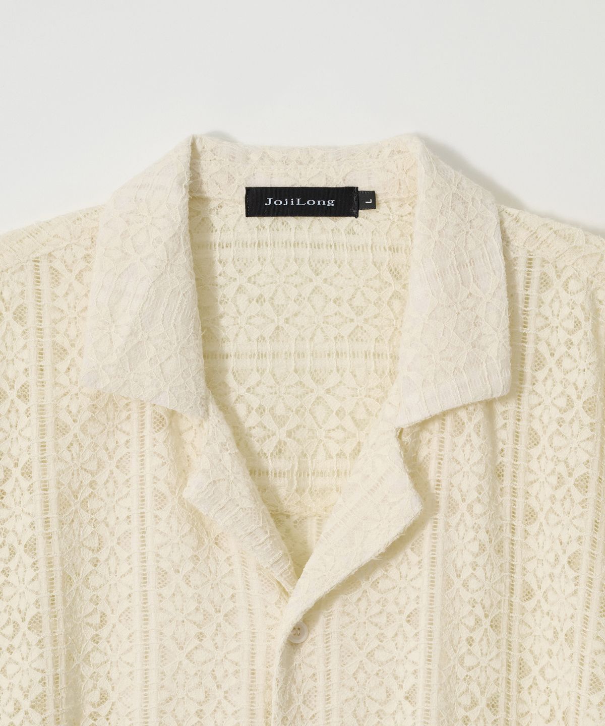 조질롱(JOJILONG) JN166 Lace Open Collar Half Shirt - IVORY
