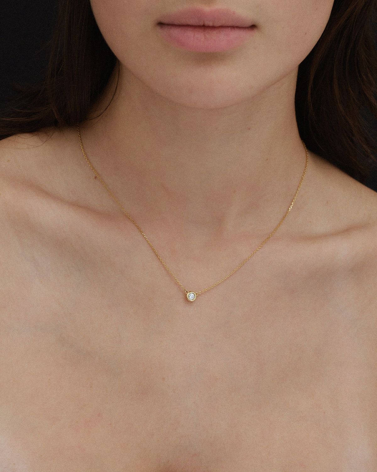 어나더레이어(ANOTHERLAYER) Classic Bezel Necklace - Gold (silver925)