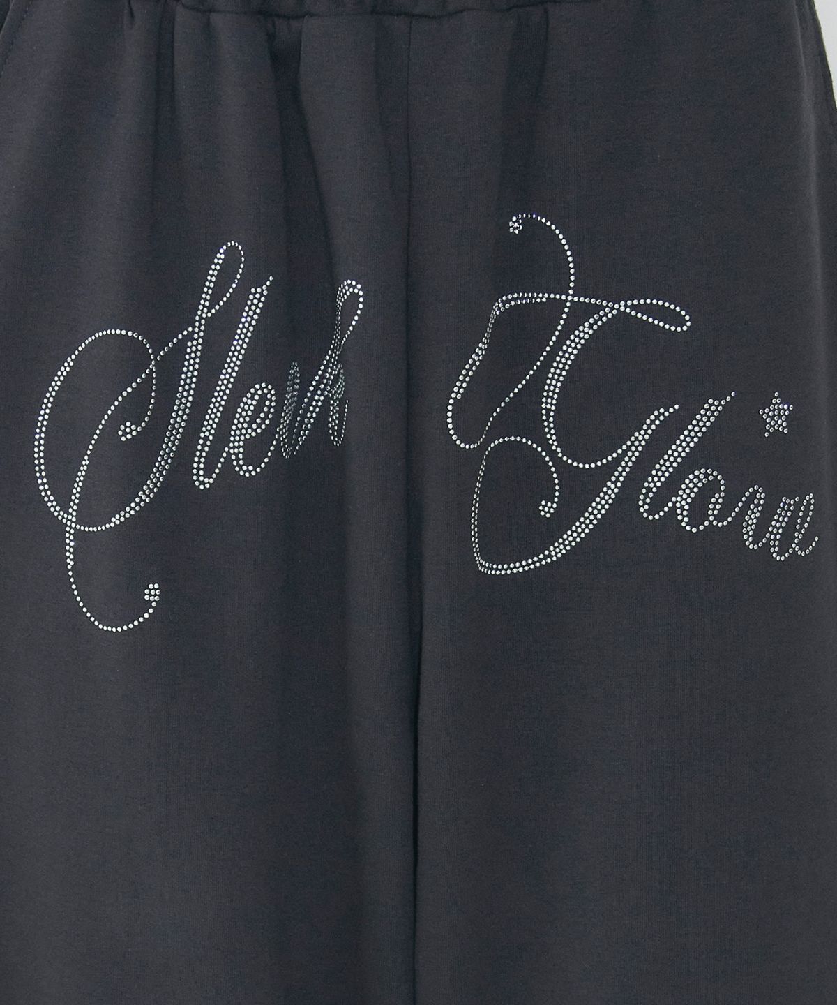 슬릭글로우(SLEEKGLOW) 핫픽스 오버핏 스웨트 팬츠[차콜]