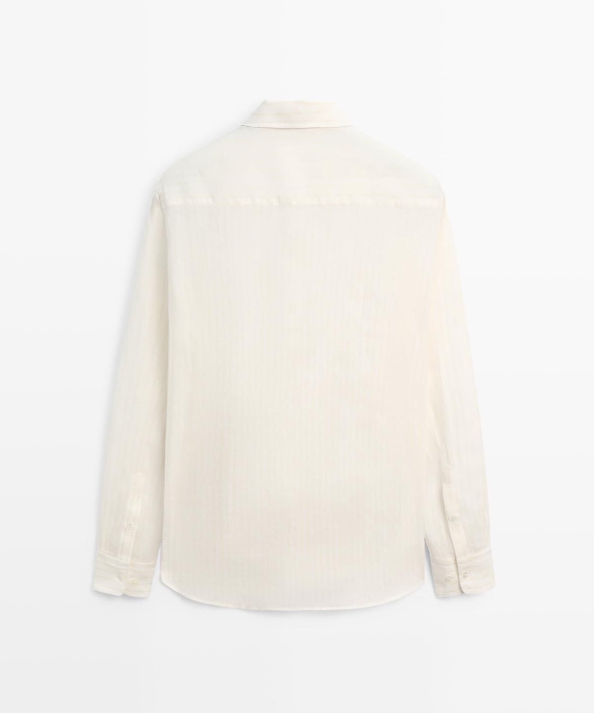 마시모두띠(MASSIMO DUTTI) 100% 린넨 레귤러 핏 스트라이프 셔츠