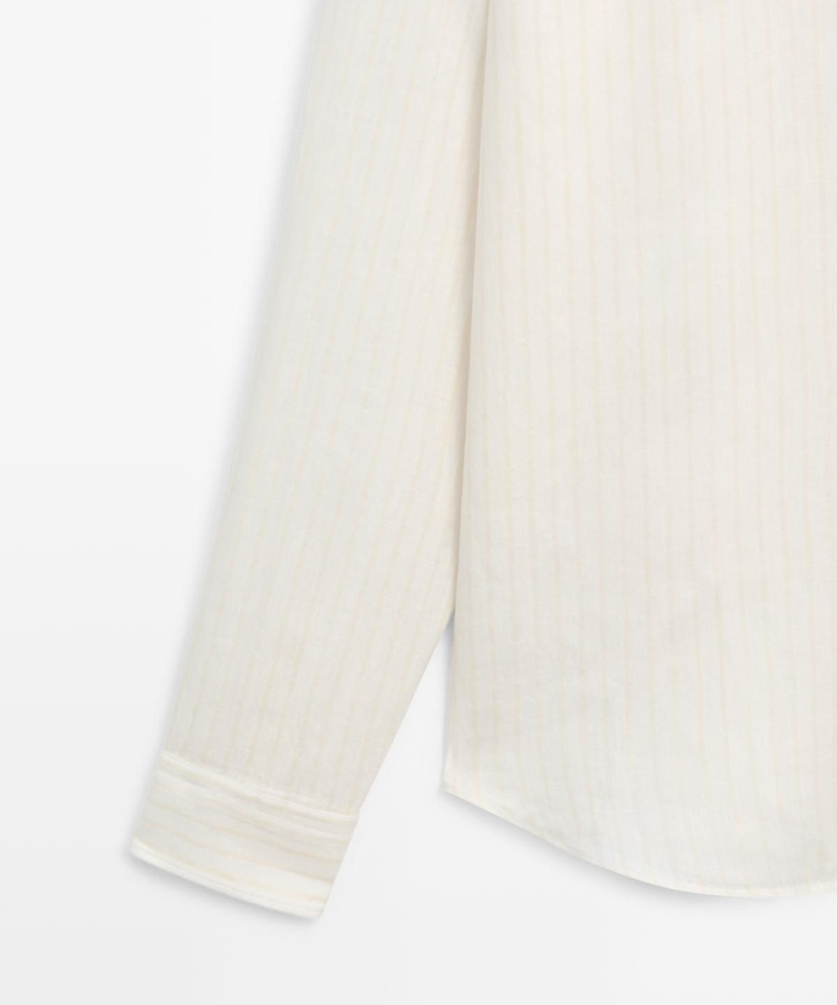 마시모두띠(MASSIMO DUTTI) 100% 린넨 레귤러 핏 스트라이프 셔츠