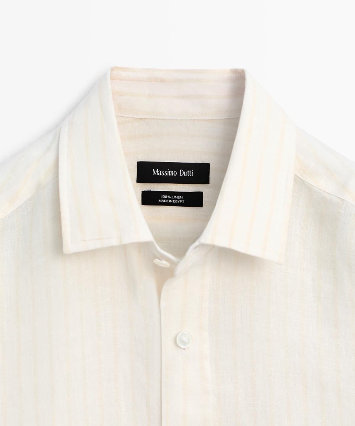 마시모두띠(MASSIMO DUTTI) 100% 린넨 레귤러 핏 스트라이프 셔츠