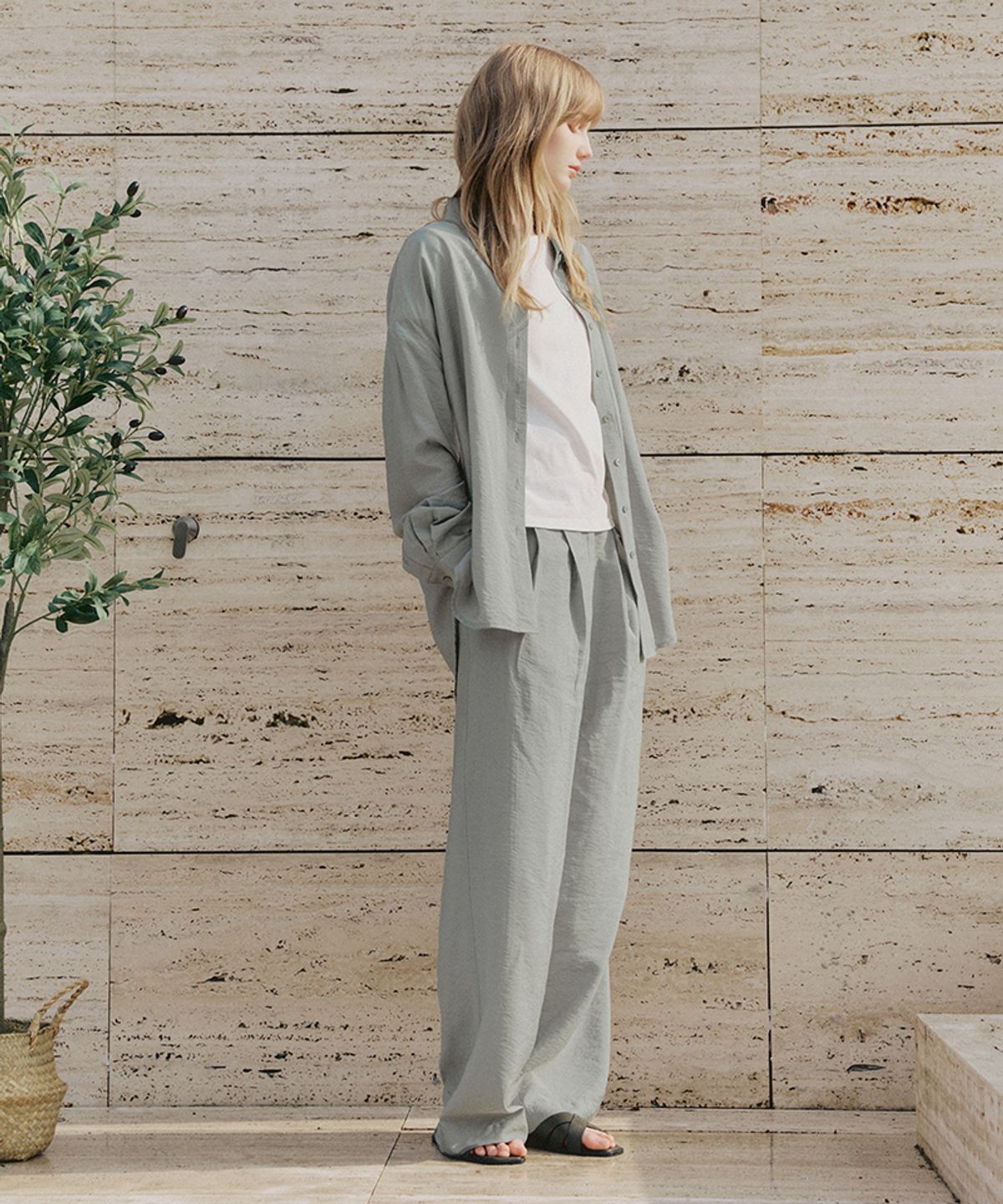 레프트서울(LEFTSEOUL) 데일리 모달 오버핏 셔츠 [그레이]