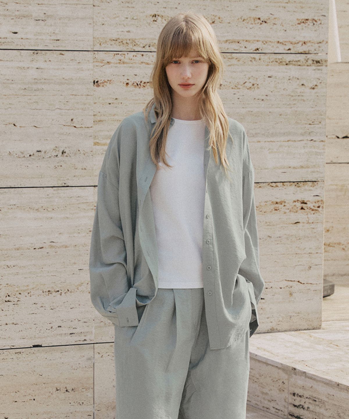 레프트서울(LEFTSEOUL) 데일리 모달 오버핏 셔츠 [그레이]