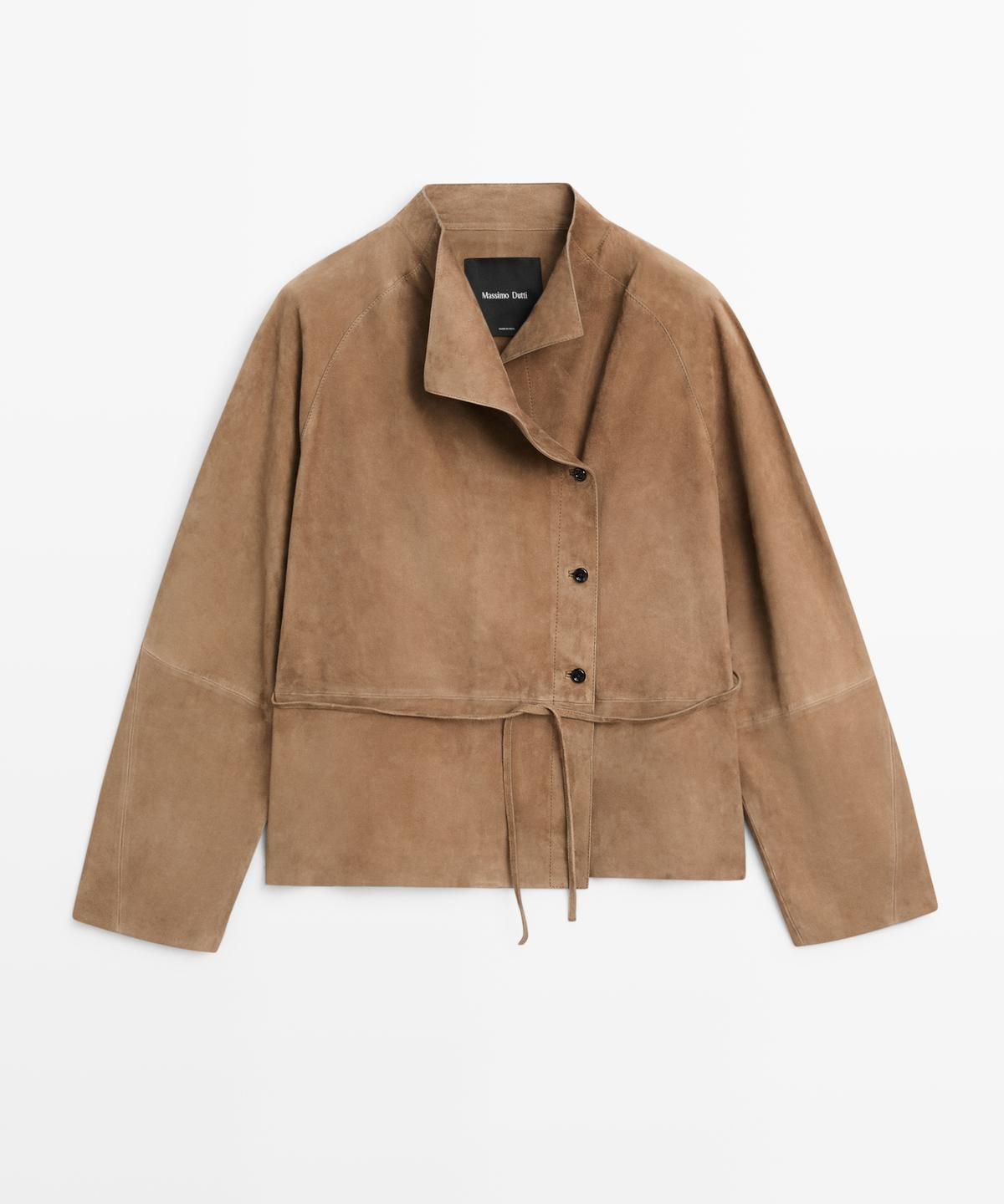 마시모두띠(MASSIMO DUTTI) 스웨이드 가죽 드로스트링 재킷