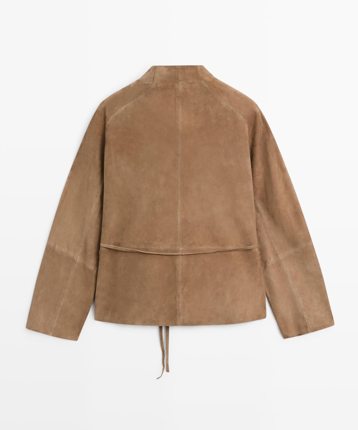 마시모두띠(MASSIMO DUTTI) 스웨이드 가죽 드로스트링 재킷