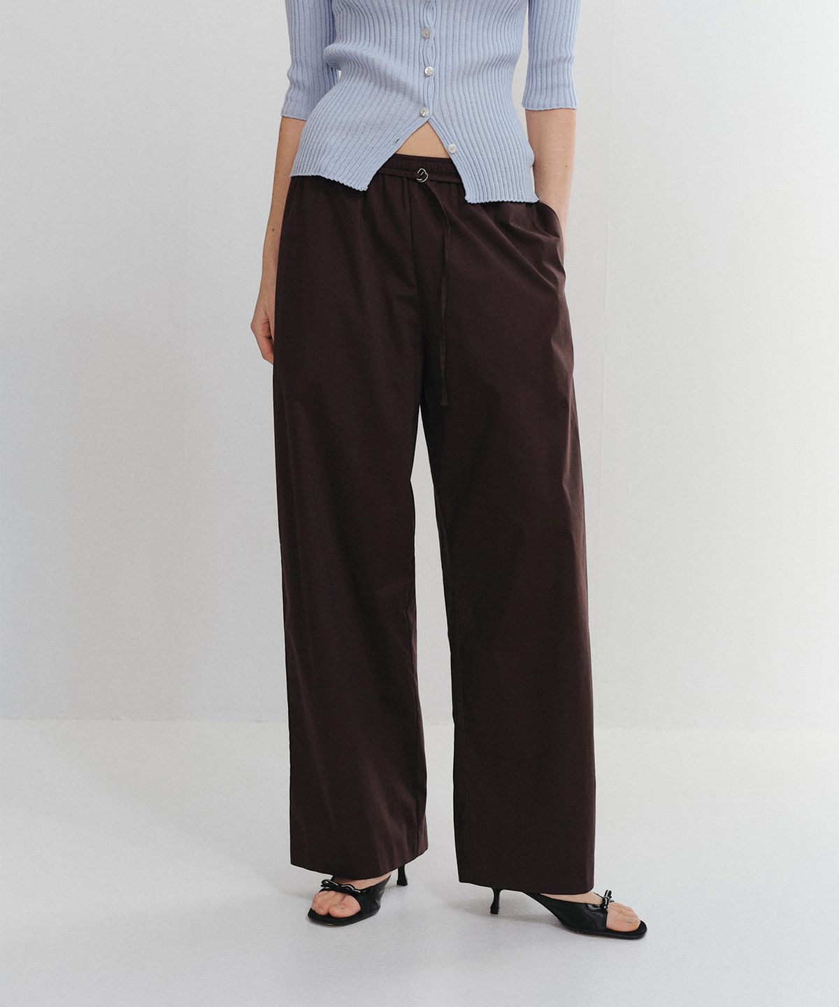 파로(FAHRO) COTTON WIDE PANTS BROWN