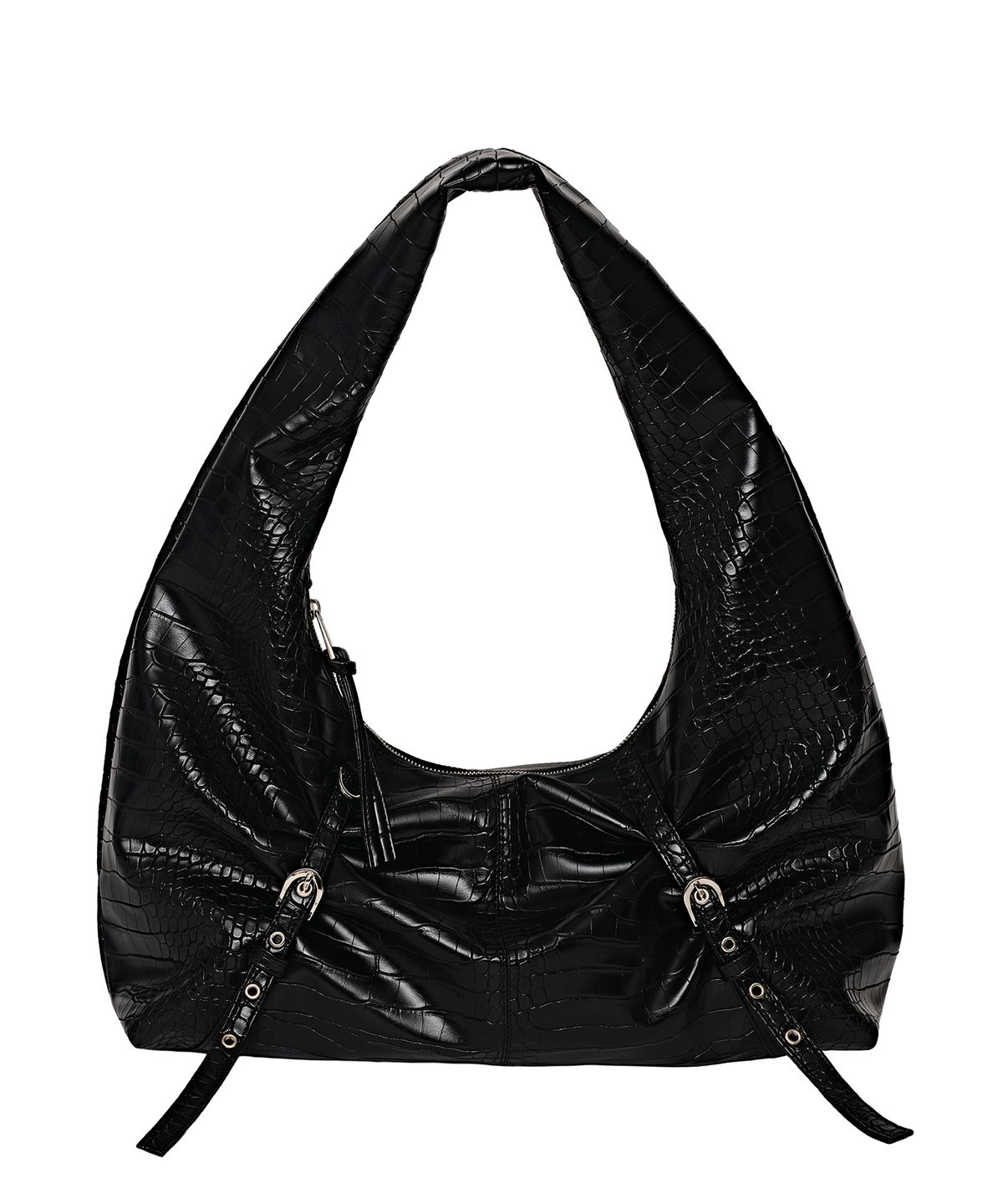피시아(PICEA) Belted Hobo Bag [Croc Black]
