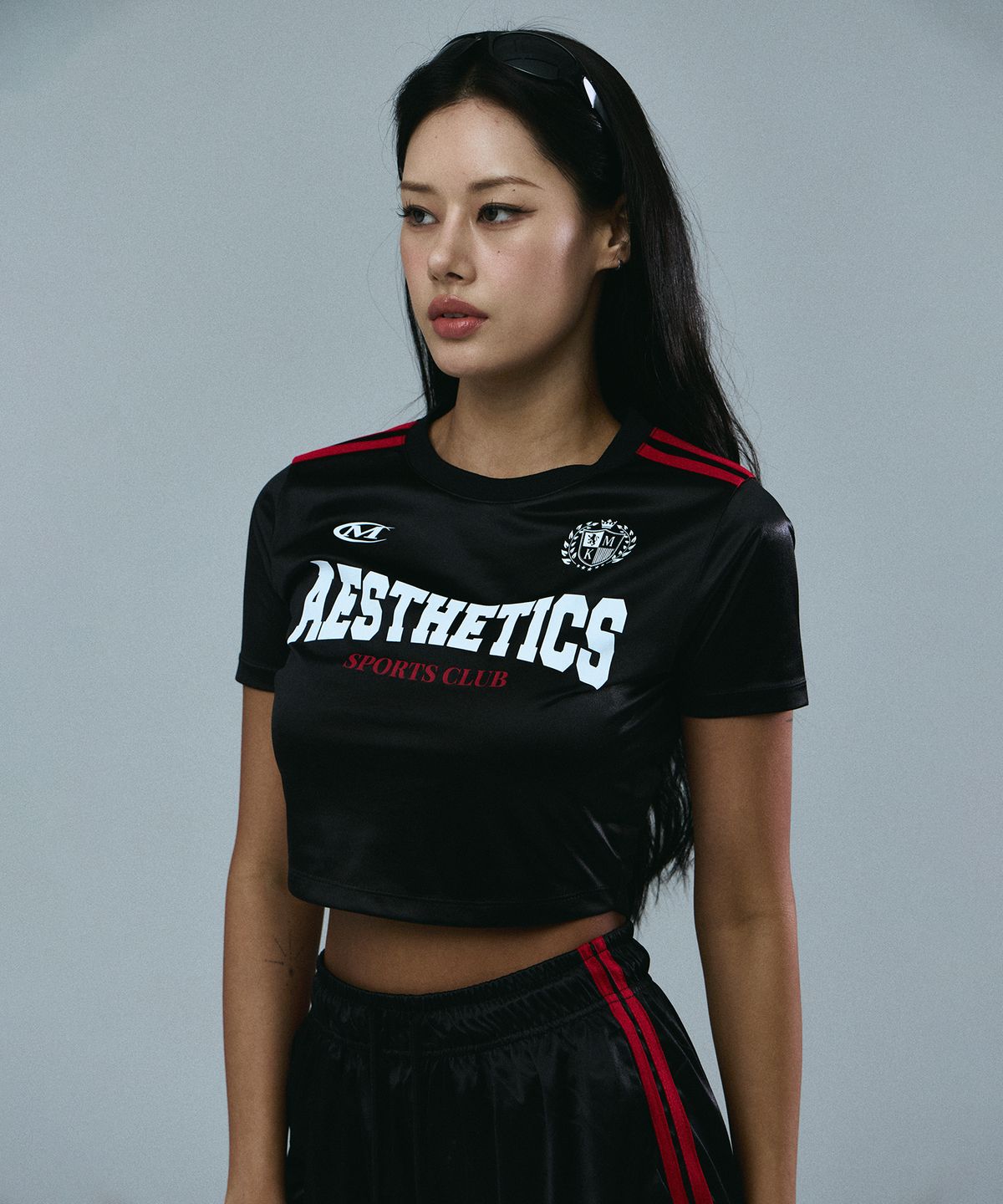 미학(MIHAK) 에스테틱 클럽 크롭 저지 티셔츠 (BLACK)