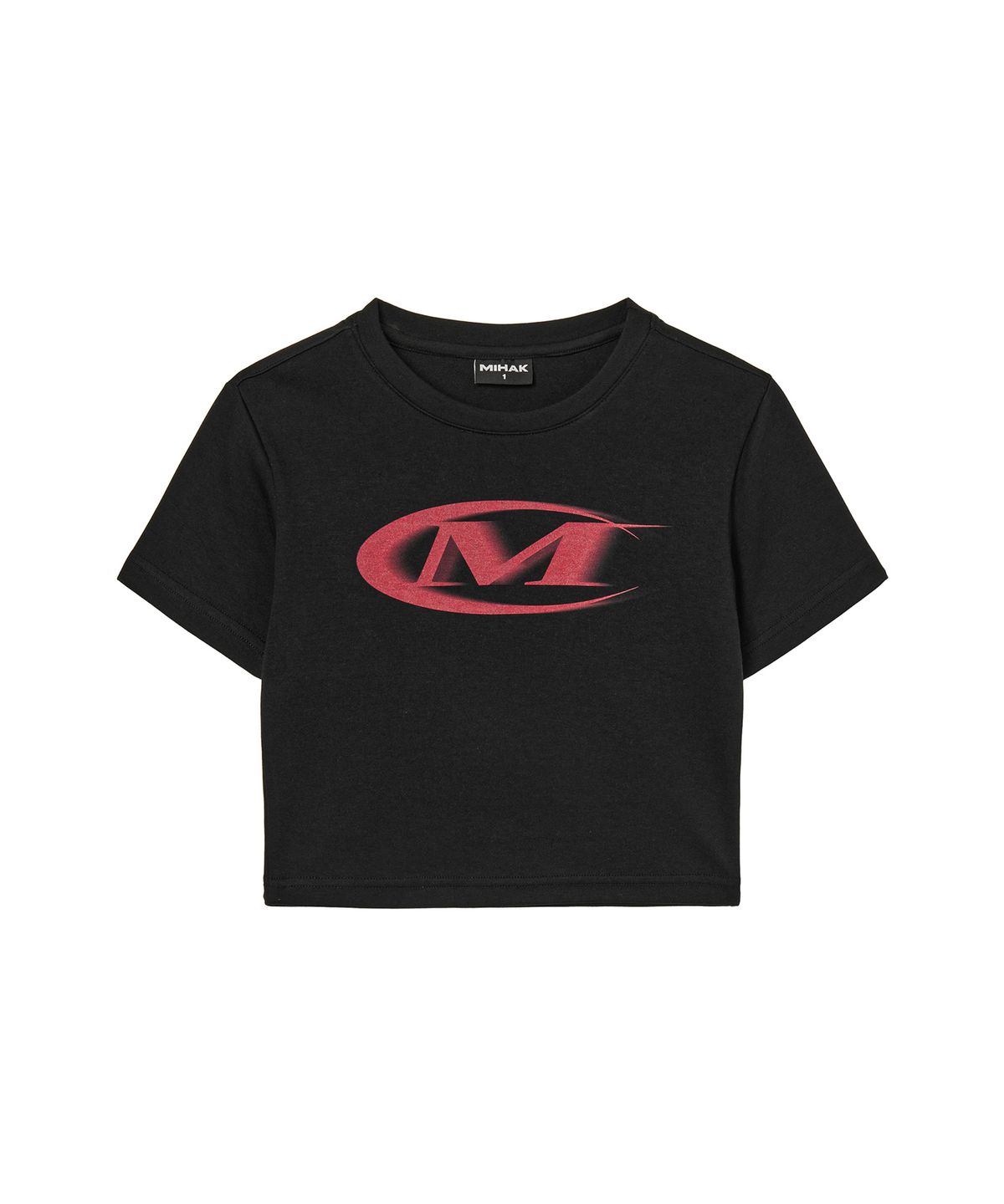 미학(MIHAK) 모션 빅 로고 크롭 티셔츠 (BLACK/RED)